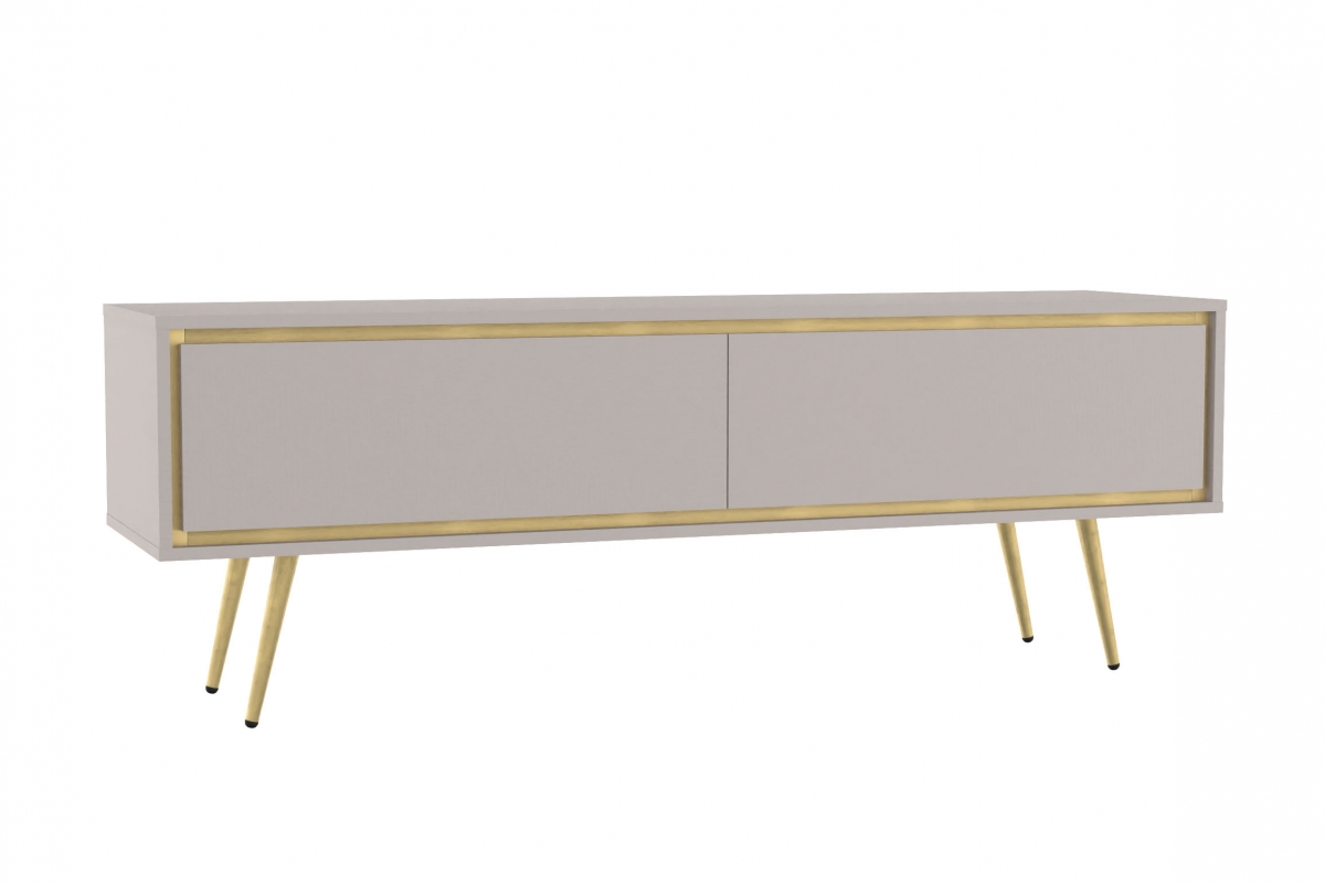 TV stolek Unili 150 cm - kašmírový / zlaté detaily skříňka RTV Unili 150 cm - kašmír / zlatá