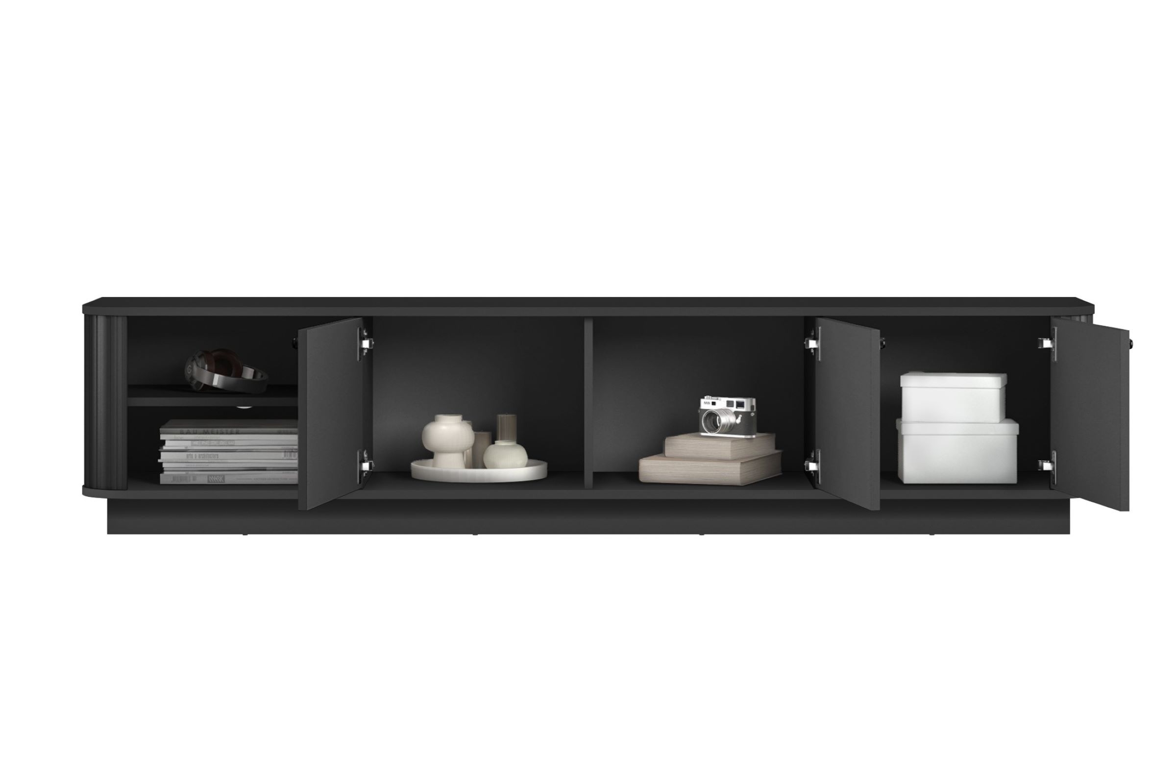 TV stolek Vesper 3D 187 cm - černá / černé úchyty skříňka RTV Vesper 3D 187 cm - černá / černá Úchytky