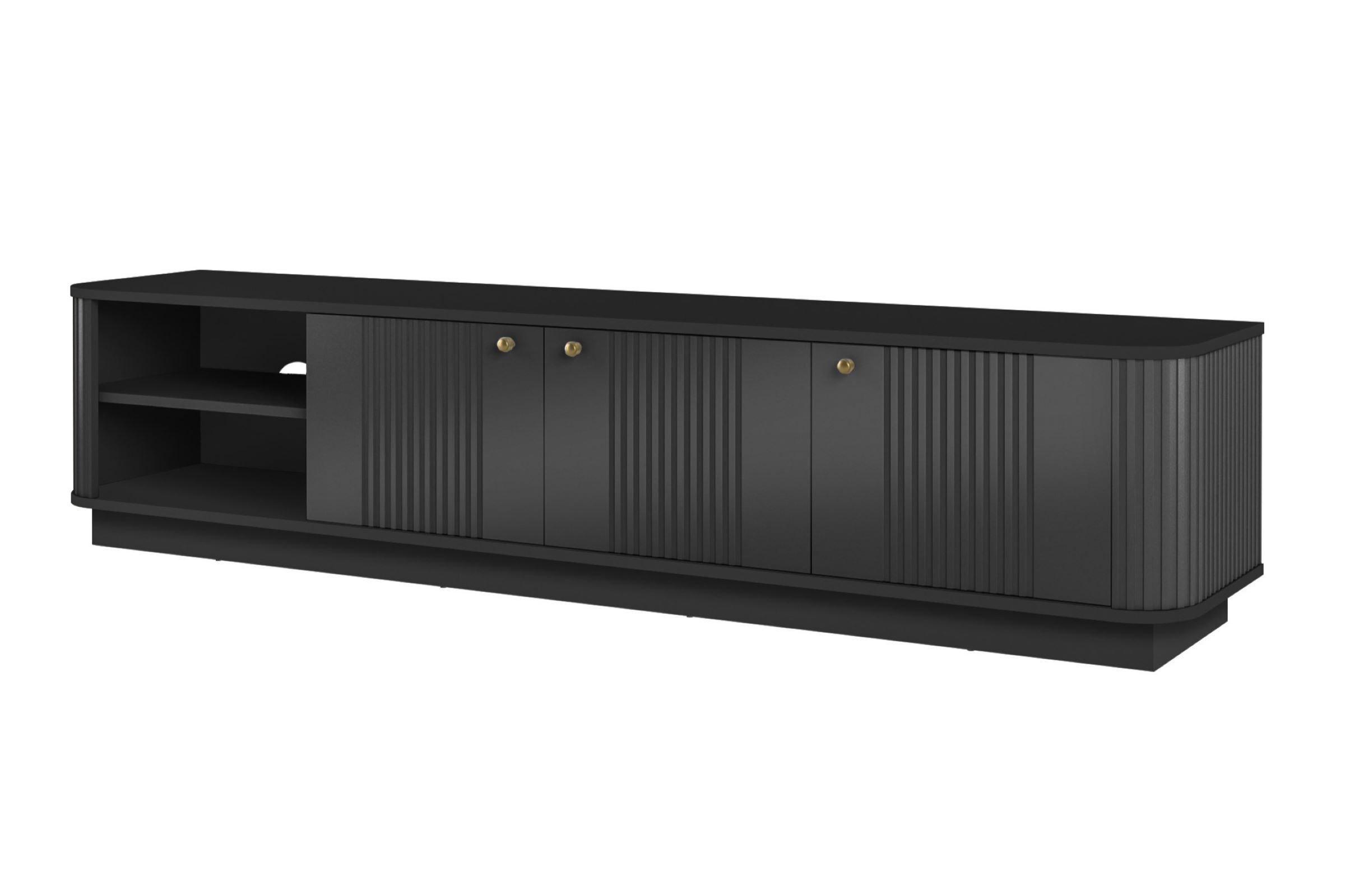 TV stolek Vesper 3D 187 cm - černá / zlaté úchyty skříňka RTV Vesper 3D 187 cm - černá / zlote Úchytky