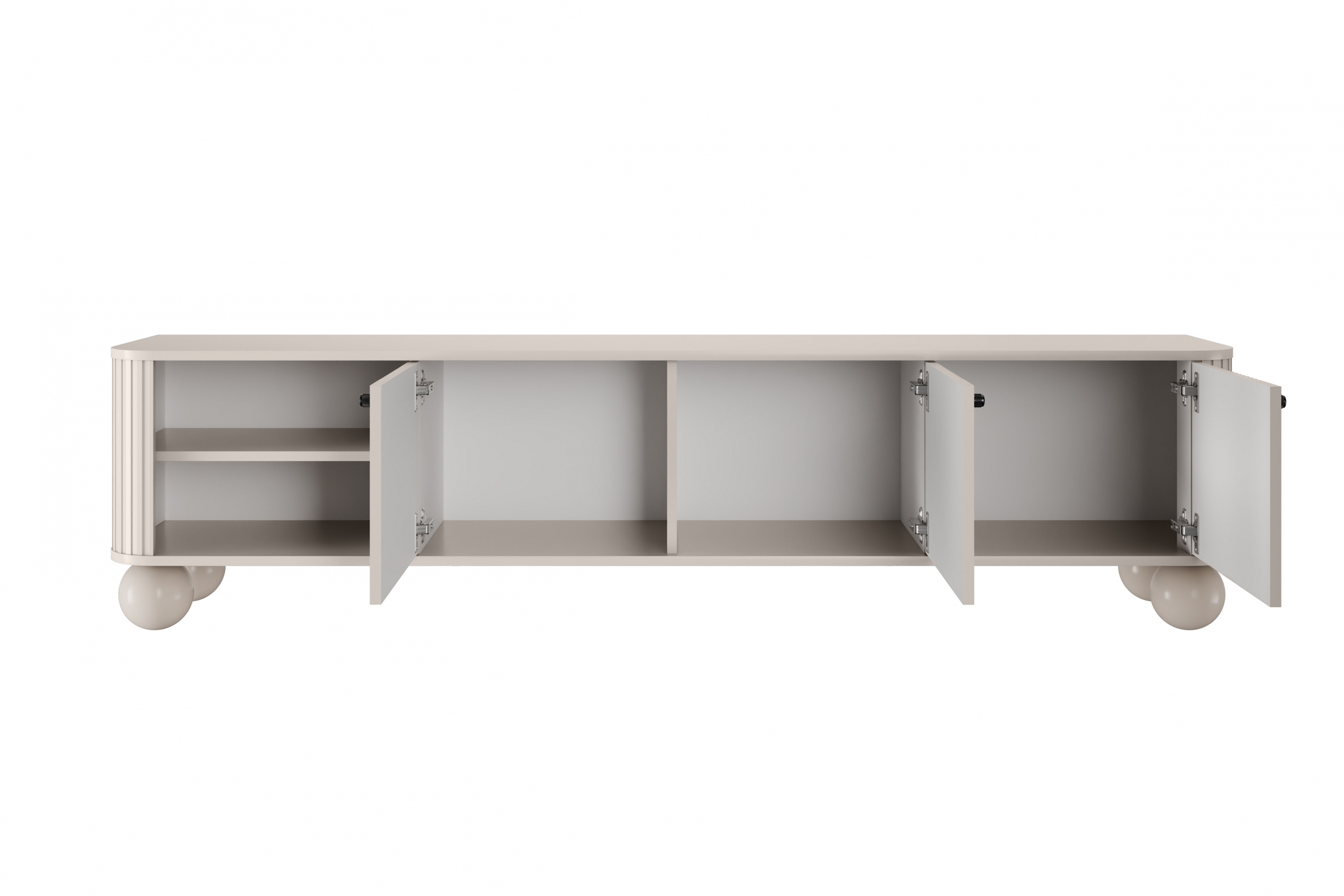 TV stolík Vespera 3D 187 cm - kašmírová / čierna / kašmírové nohy TV skrinka Vesper 3D 187 cm - kašmír / čierny úchyty / nožičky kule