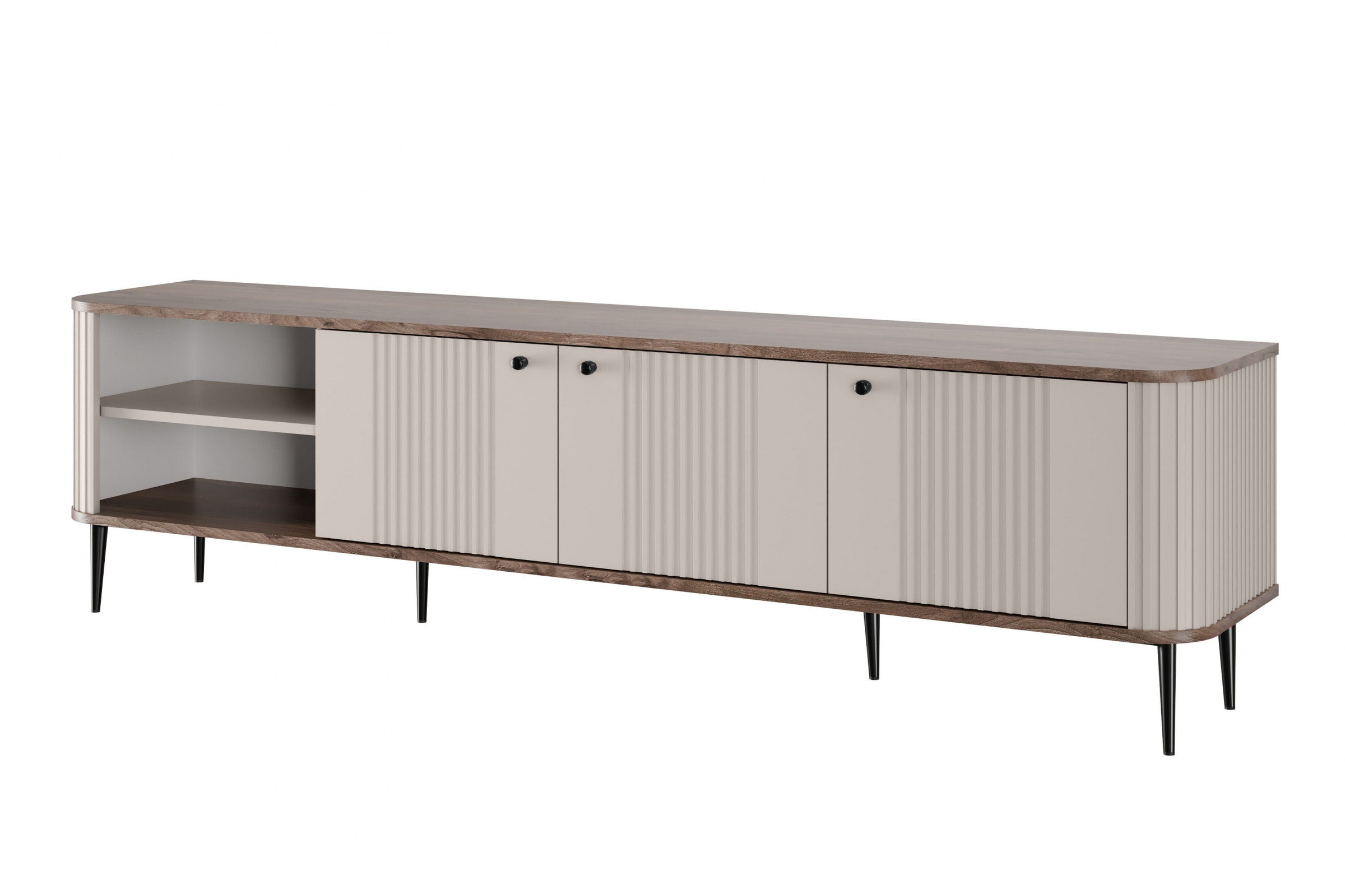 TV stolík Vespera 3D 187 cm - kašmírová / orech / čierne nožičky TV skrinka Vesper 3D 187 cm - kašmír / Orech / čierny nožičky