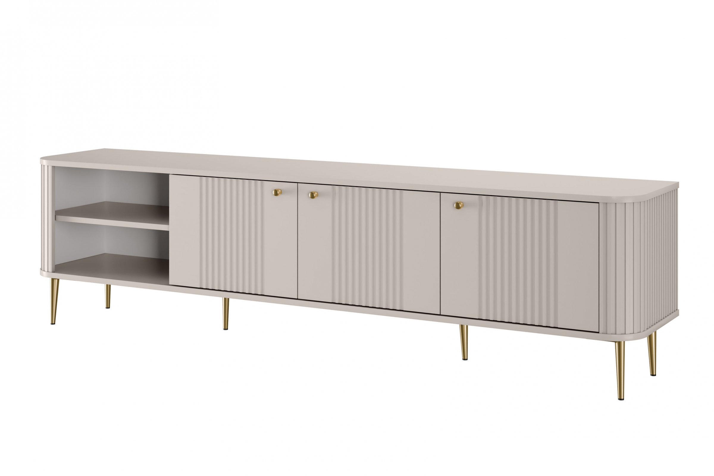 TV stolek Vesper 3D 187 cm - kašmírový / zlaté nožky skříňka RTV Vesper 3D 187 cm - kašmír / zlote Nohy