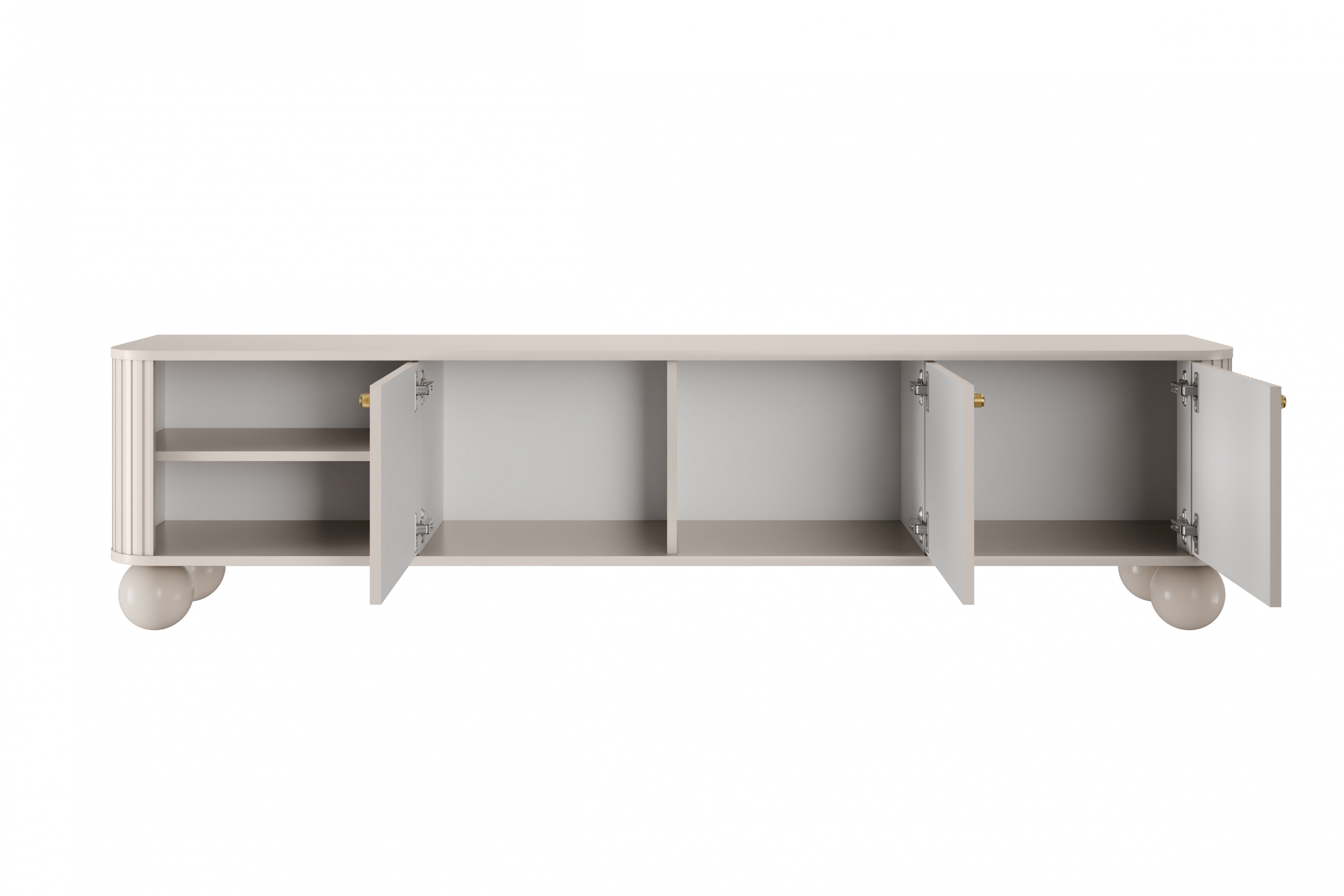 TV stolek Vesper 3D 187 cm - kašmírový / zlaté úchytky / kulaté nožky kašmír skříňka RTV Vesper 3D 187 cm - kašmír / zlote Úchytky / Nohy kule