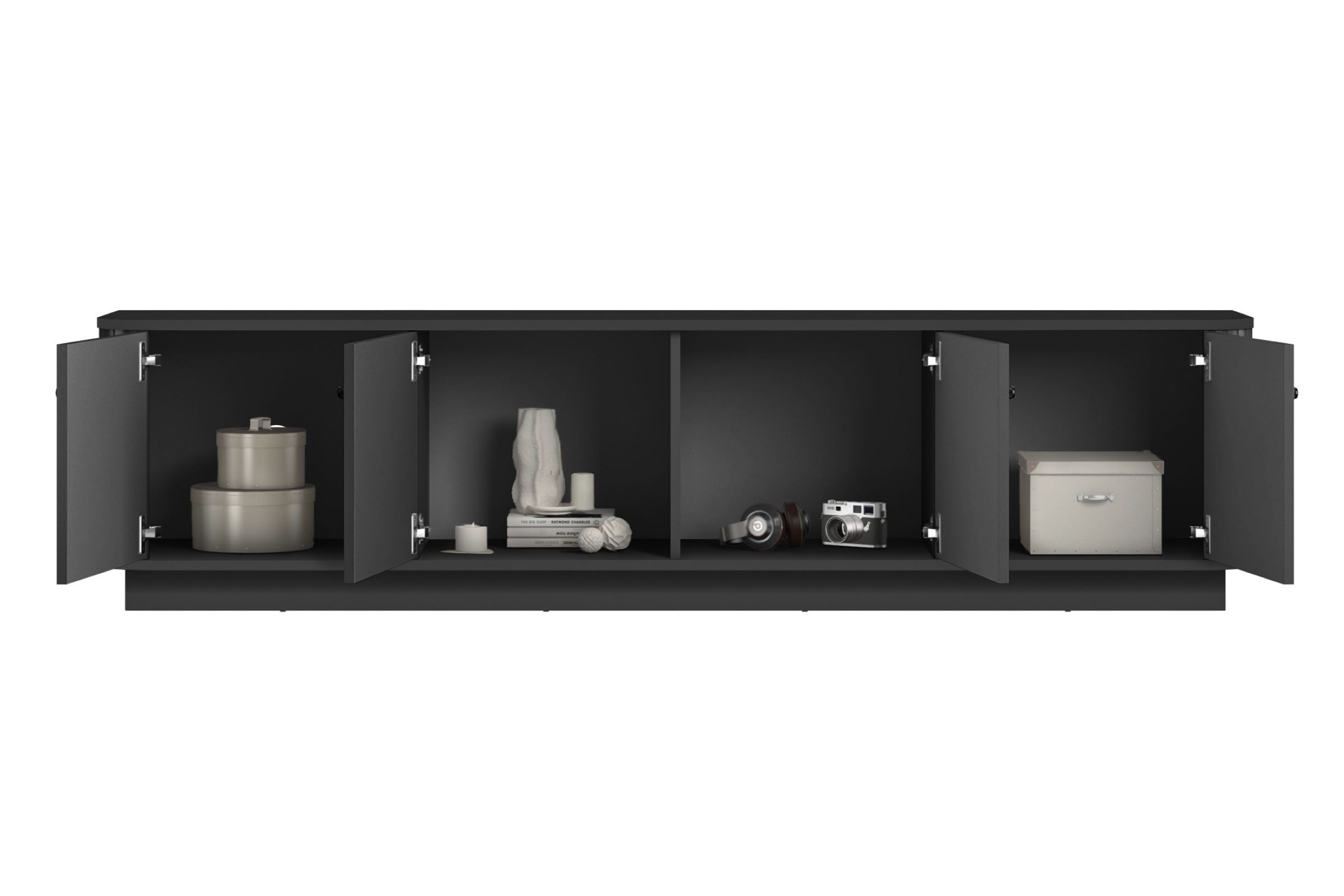 TV stolek Vesper 4D 187 cm - černá / černé úchyty skříňka RTV Vesper 4D 187 cm - černá / černá Úchytky