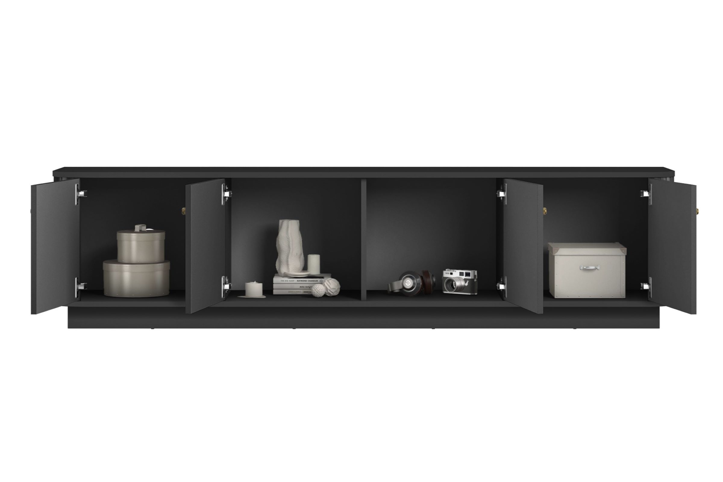 TV stolek Vesper 4D 187 cm - černá / zlaté úchyty skříňka RTV Vesper 4D 187 cm - černá / zlote Úchytky