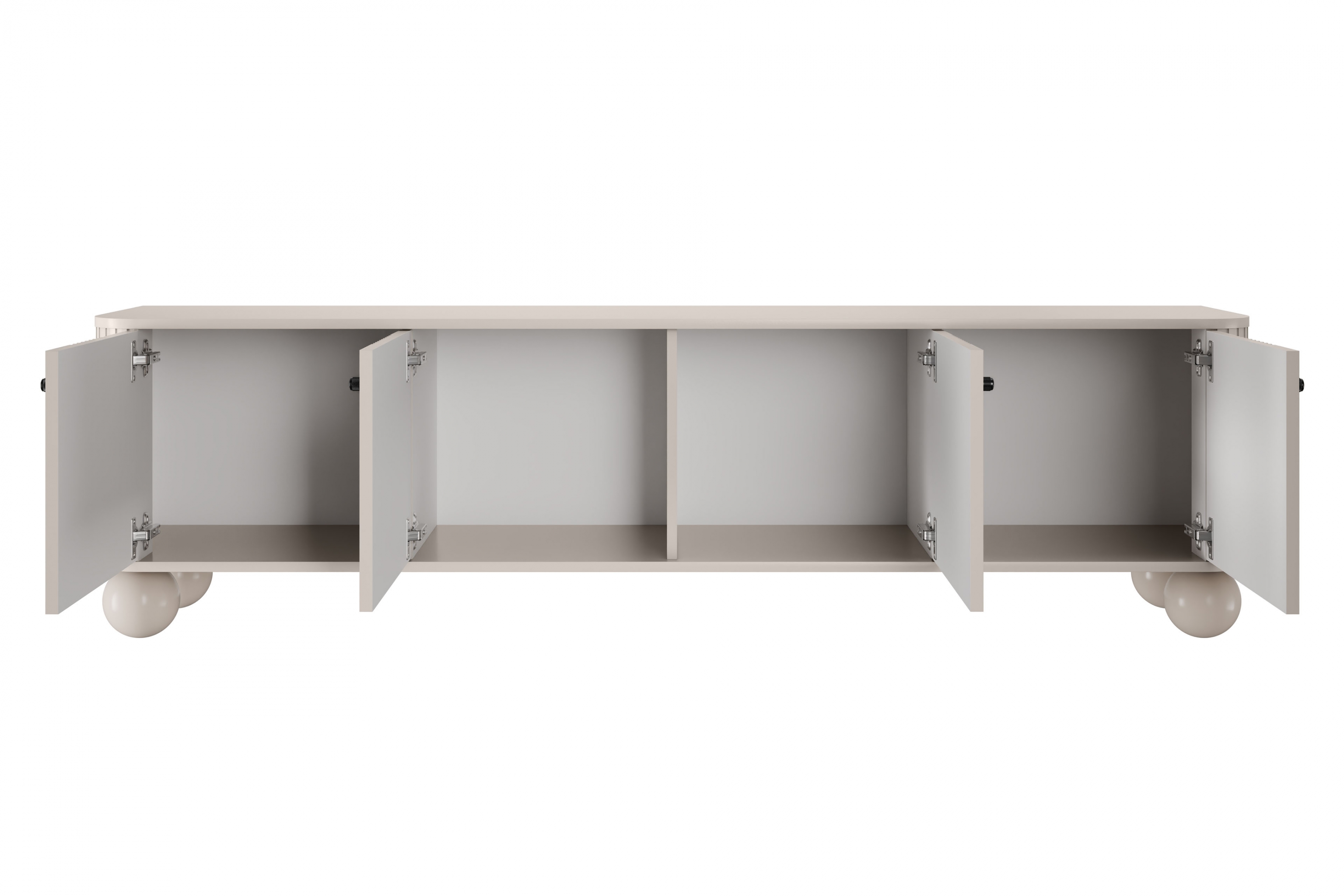 TV stolík Vespera 4D 187 cm - kašmírová / čierna / kašmírové nohy TV skrinka Vesper 4D 187 cm - kašmír / čierny úchyty / nožičky kule