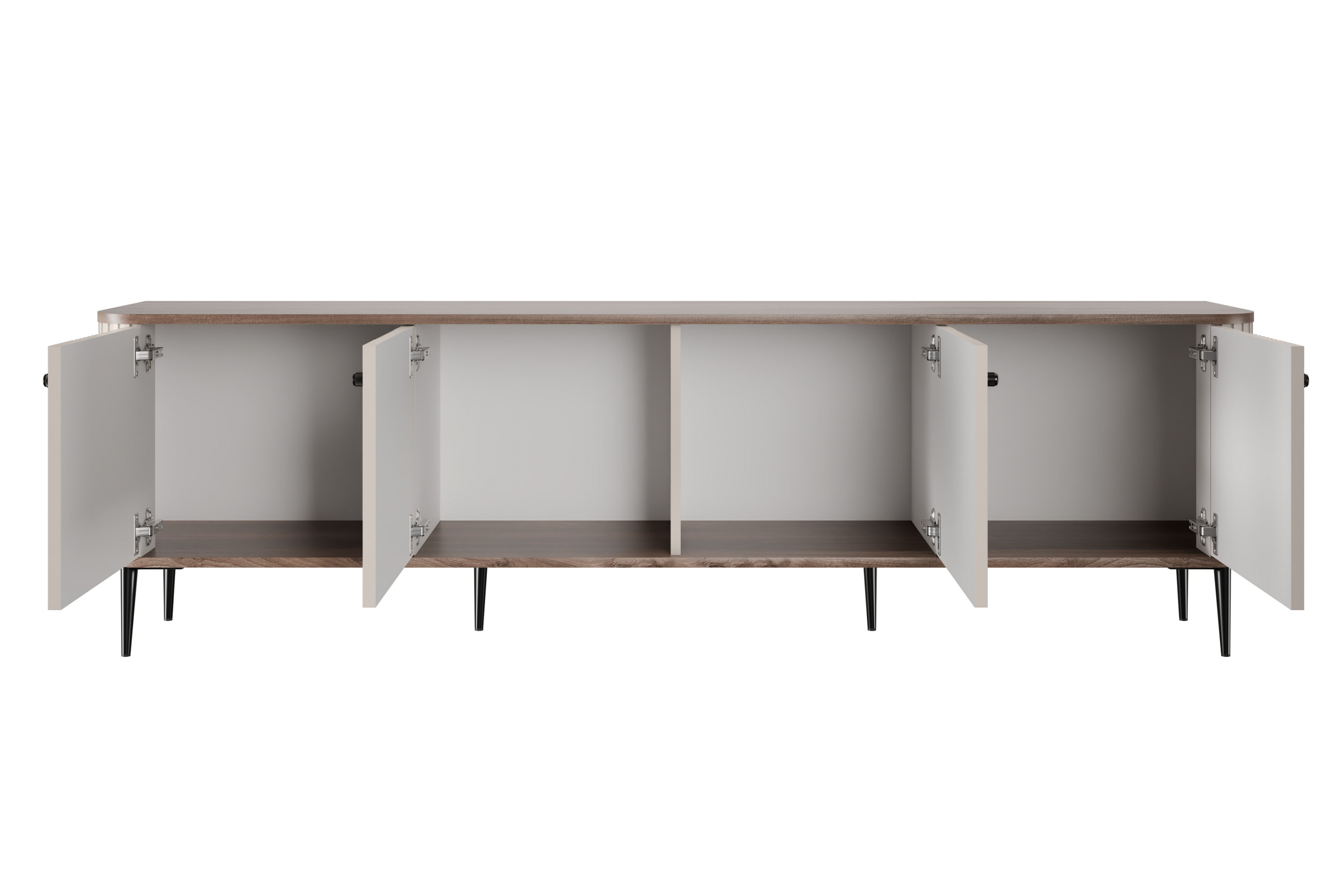 TV stolík Vespera 4D 187 cm - kašmírová / orech / čierne nožičky TV skrinka Vesper 4D 187 cm - kašmír / Orech / čierny nožičky