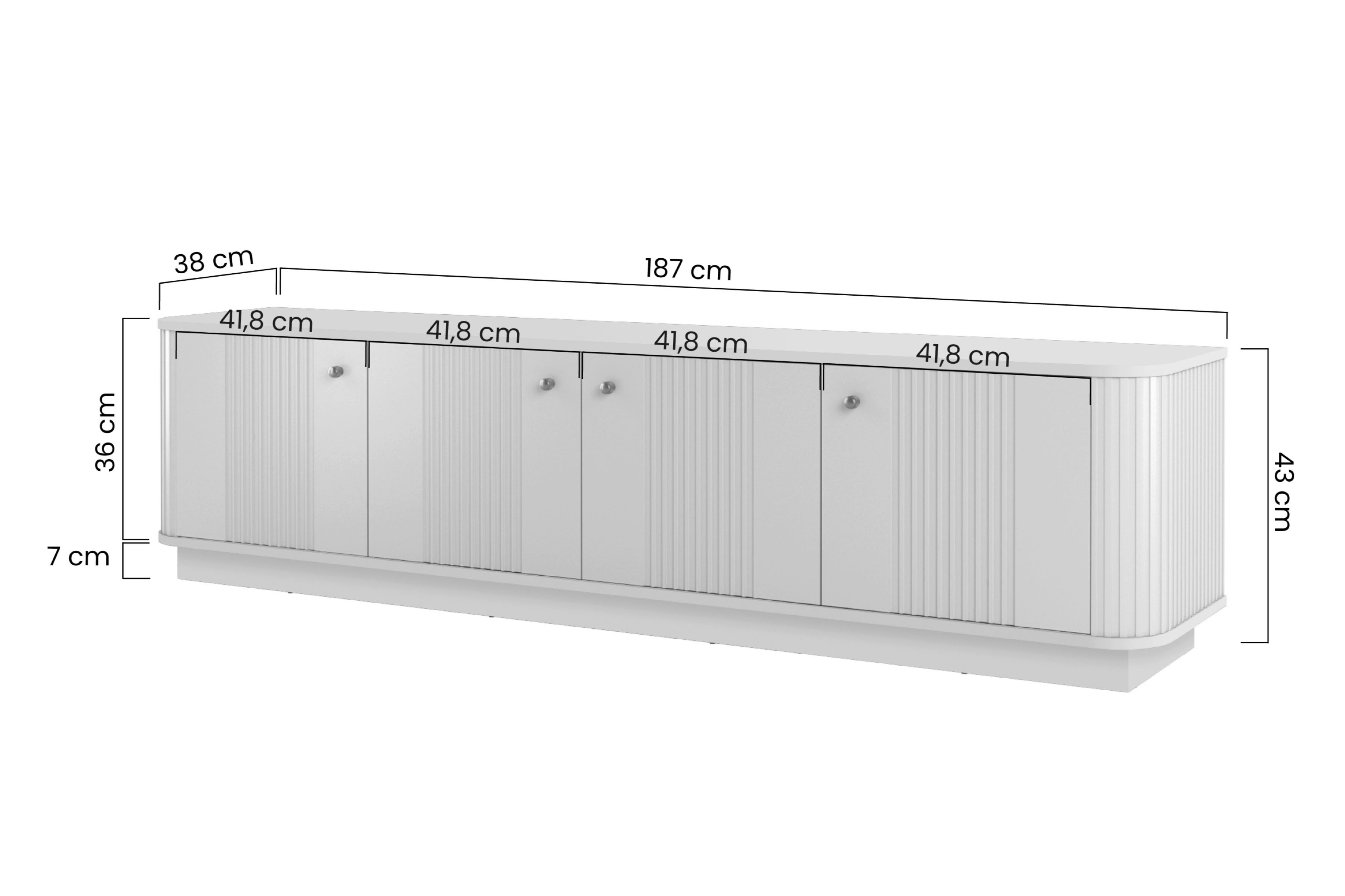 TV stolek Vesper 4D 187 cm - kašmír / ořech / černé úchyty skříňka RTV Vesper 4D 187 cm - kašmír / ořech / černá Úchytky