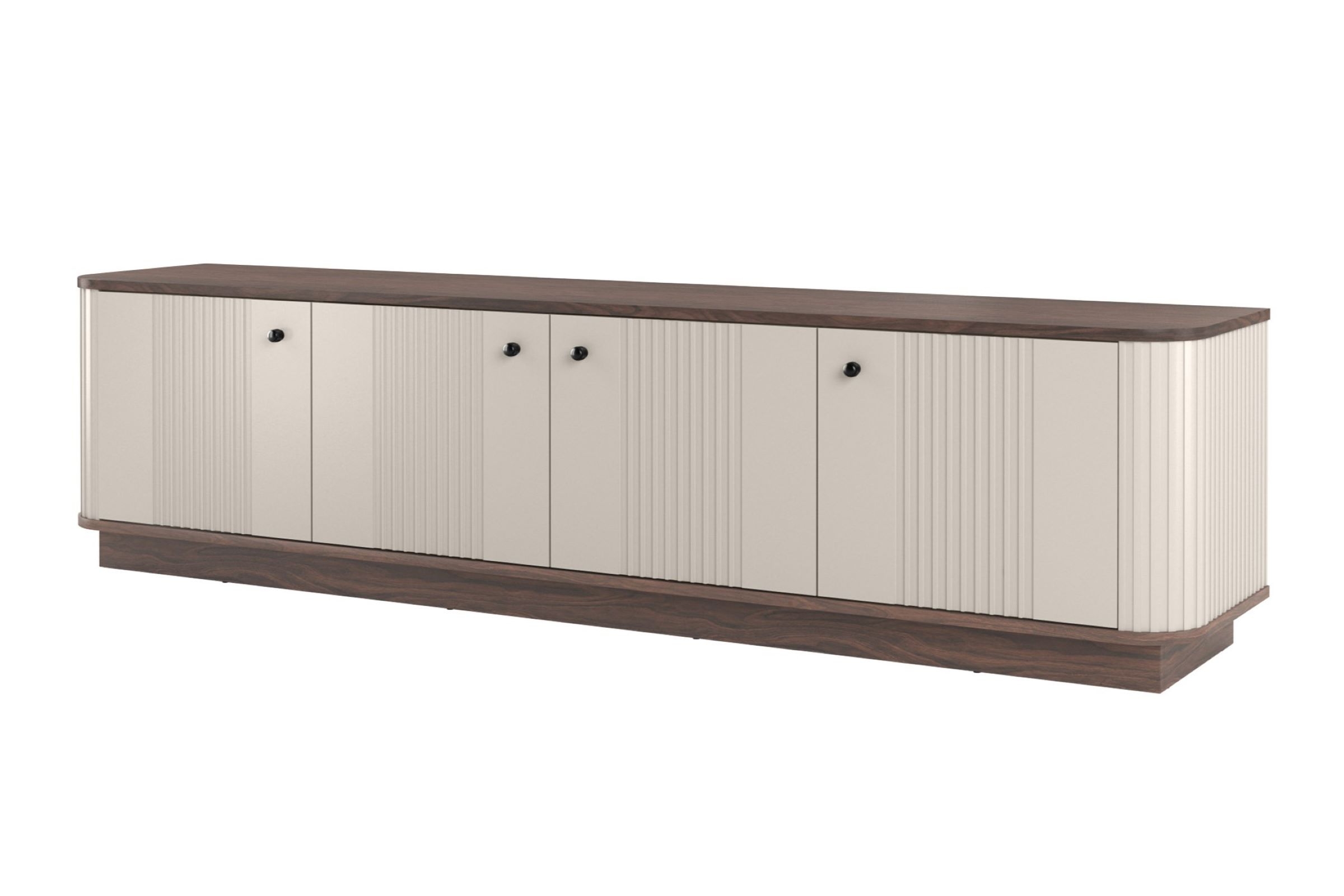 TV stolek Vesper 4D 187 cm - kašmír / ořech / černé úchyty skříňka RTV Vesper 4D 187 cm - kašmír / ořech / černá Úchytky