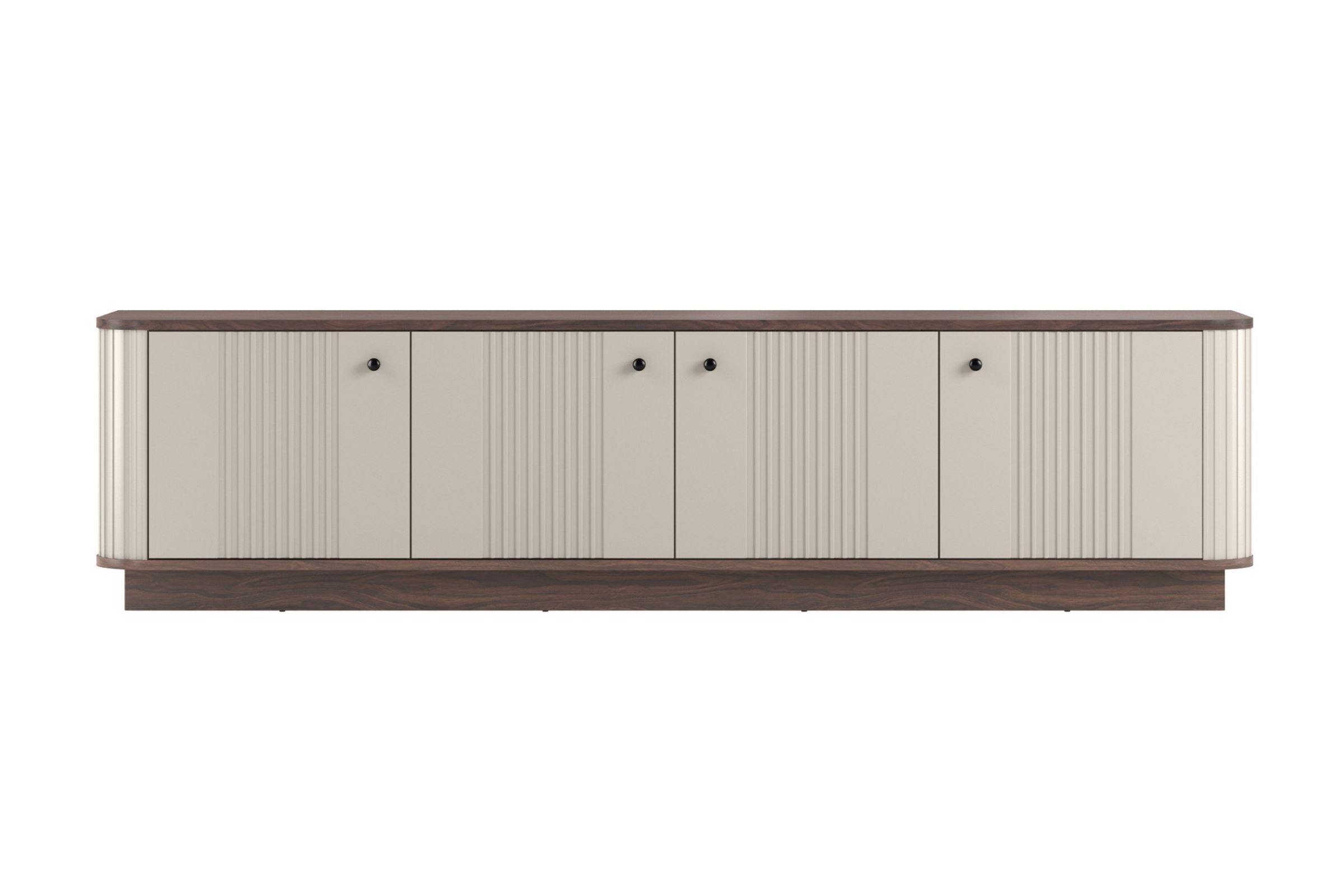 TV stolek Vesper 4D 187 cm - kašmír / ořech / černé úchyty skříňka RTV Vesper 4D 187 cm - kašmír / ořech / černá Úchytky