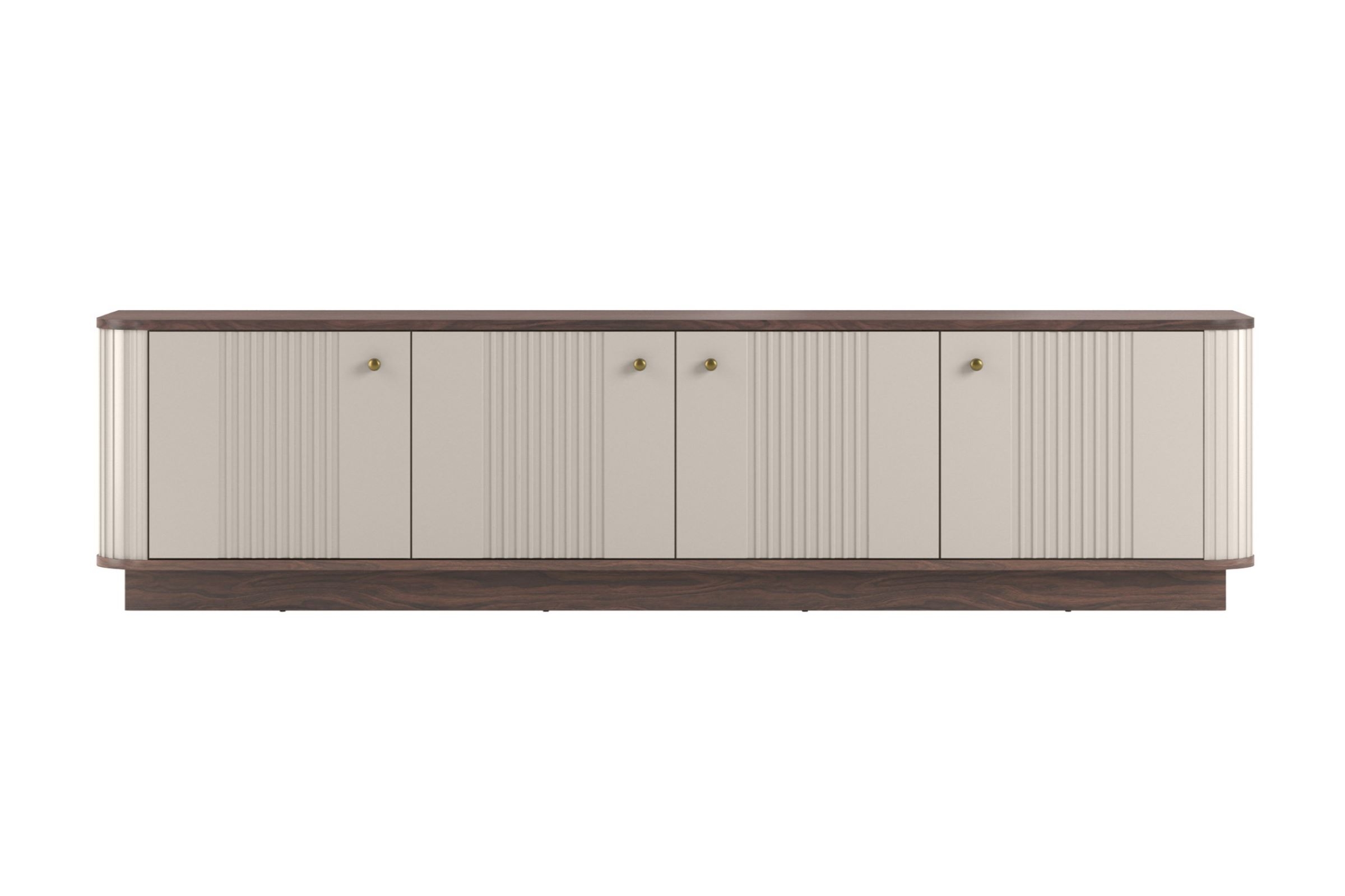 TV stolík Vesper 187 cm 4D - kašmír / orech / zlaté úchyty TV skrinka Vesper 4D 187 cm - kašmír / Orech / zlote úchyty