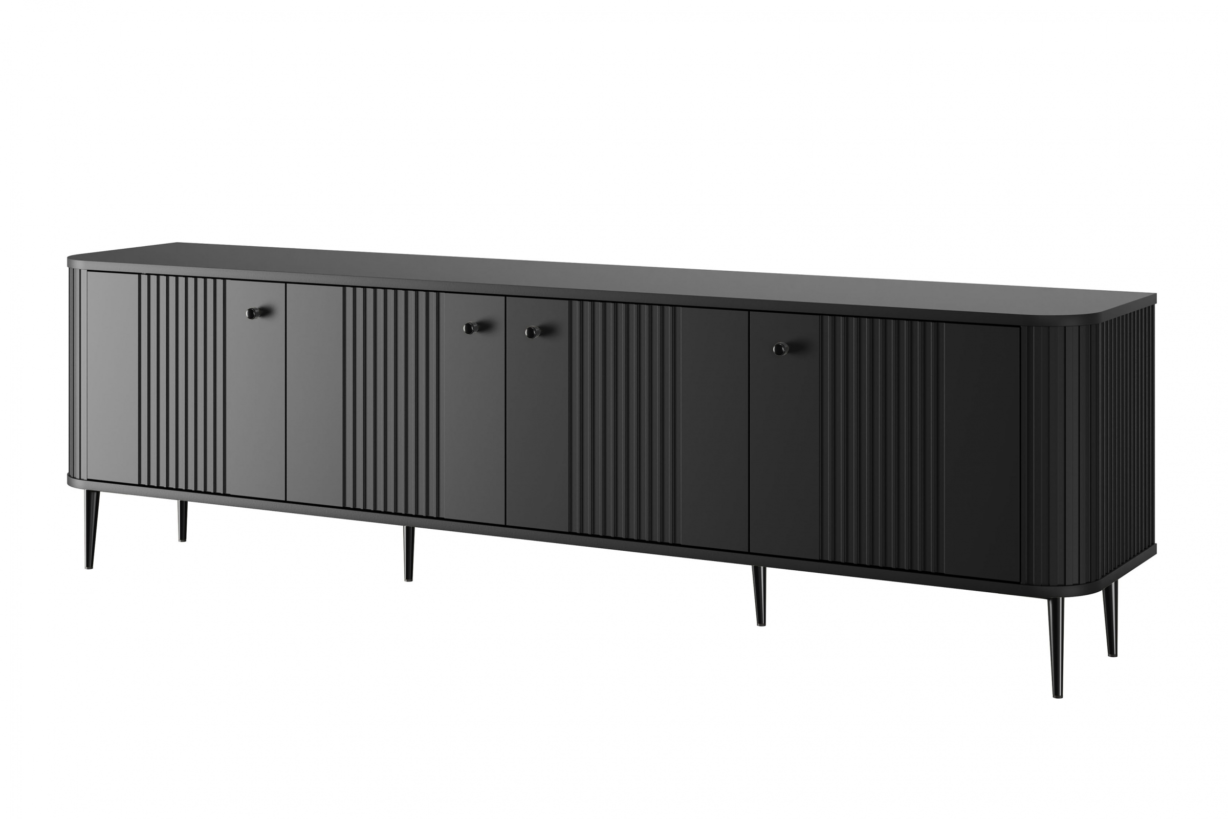 TV stolek Vesper 4D 187 cm - černý / černé nožky Skříňka RTV Vespera 4D 187 cm - černá / černá Nohy