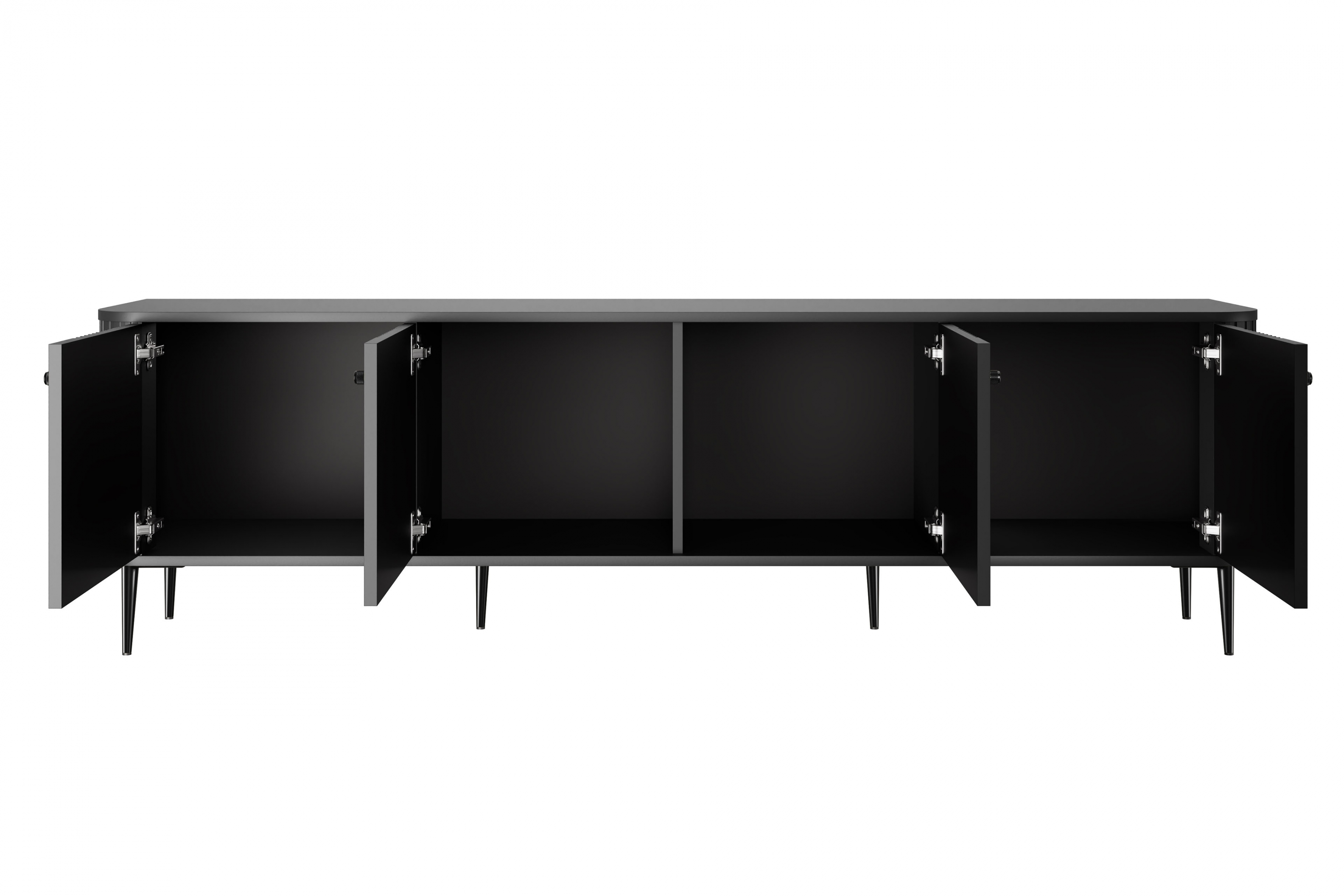 TV stolek Vesper 4D 187 cm - černý / černé nožky Skříňka RTV Vespera 4D 187 cm - černá / černá Nohy