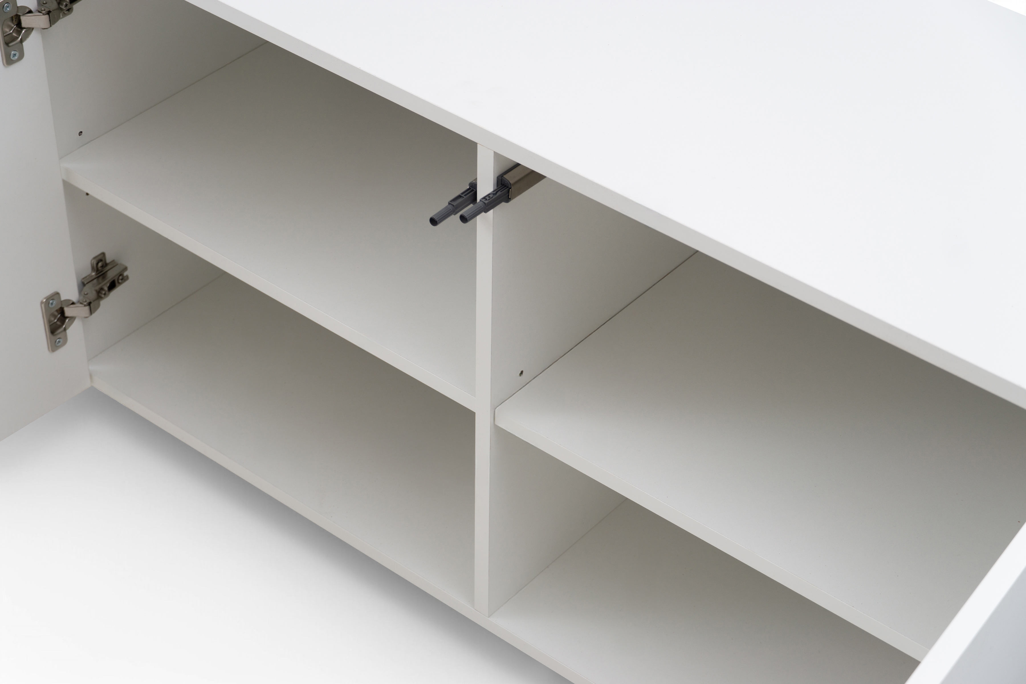 TV skrinka Jukon 204 cm - biely supermat / čierne nožičky TV skrinka Wezilo 204 cm - Biely supermat / čierny nožičky