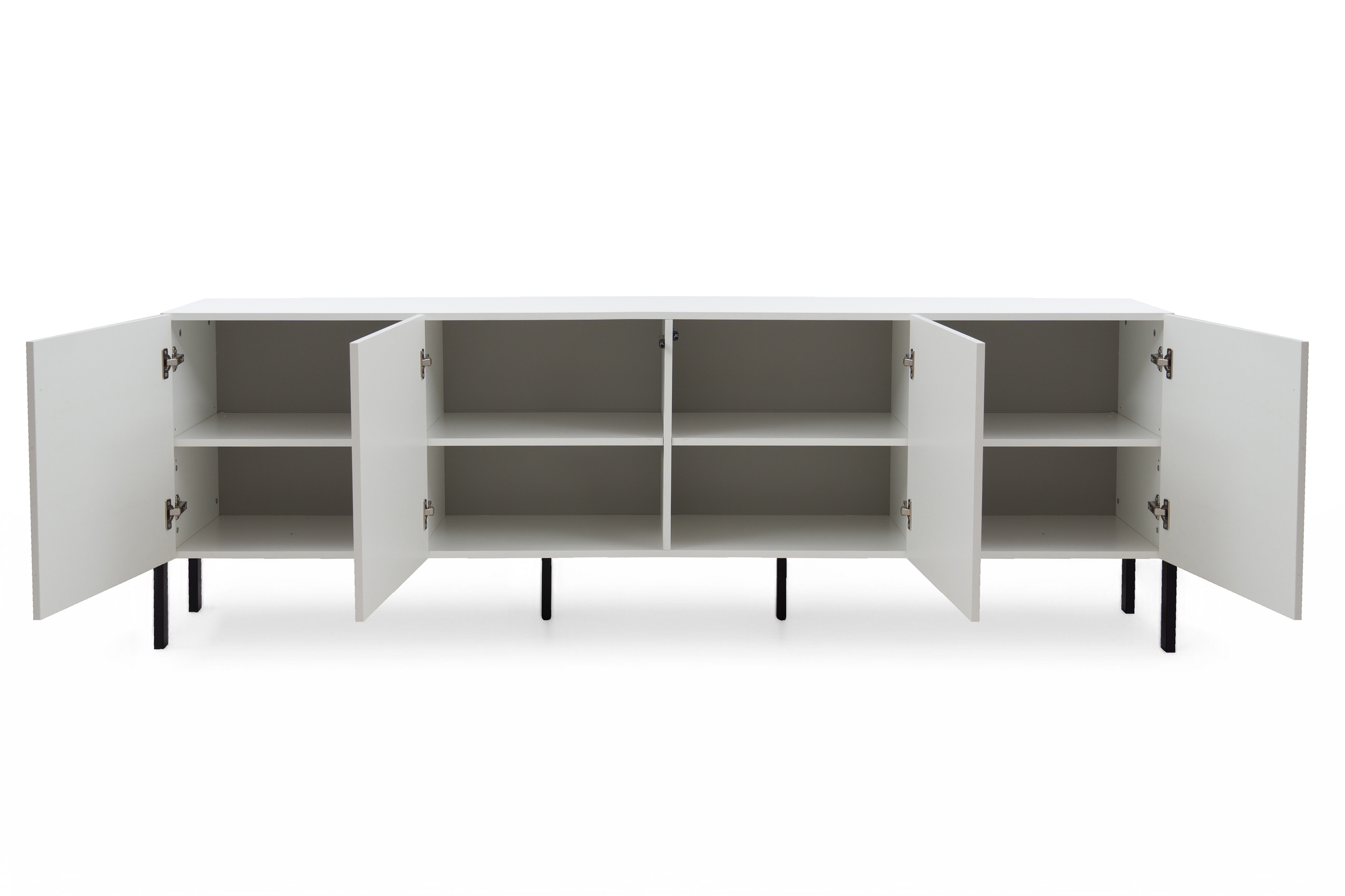 TV skrinka Jukon 204 cm - biely supermat / čierne nožičky TV skrinka Wezilo 204 cm - Biely supermat / čierny nožičky