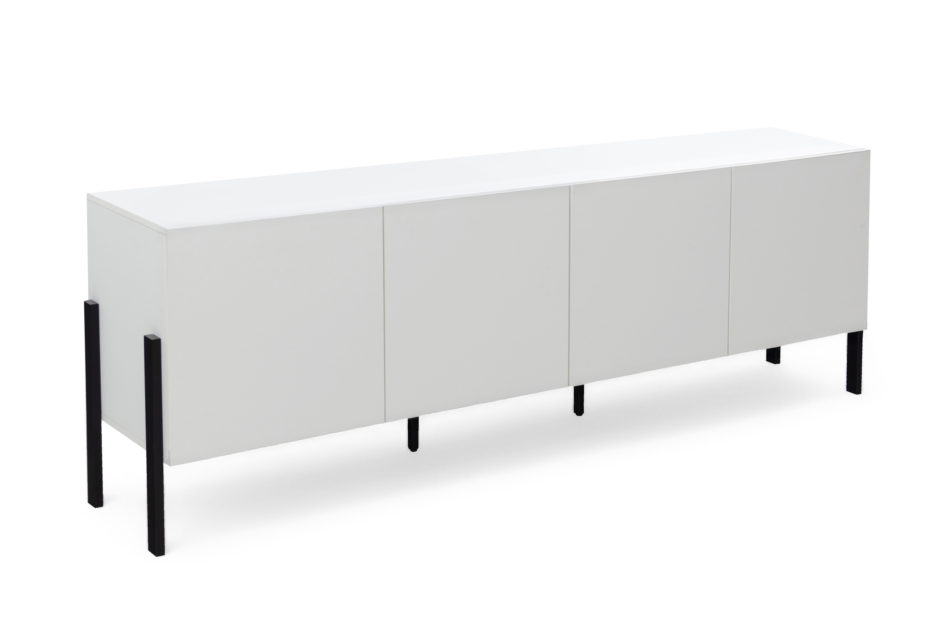 TV skrinka Jukon 204 cm - biely supermat / čierne nožičky TV skrinka Wezilo 204 cm - Biely supermat / čierny nožičky