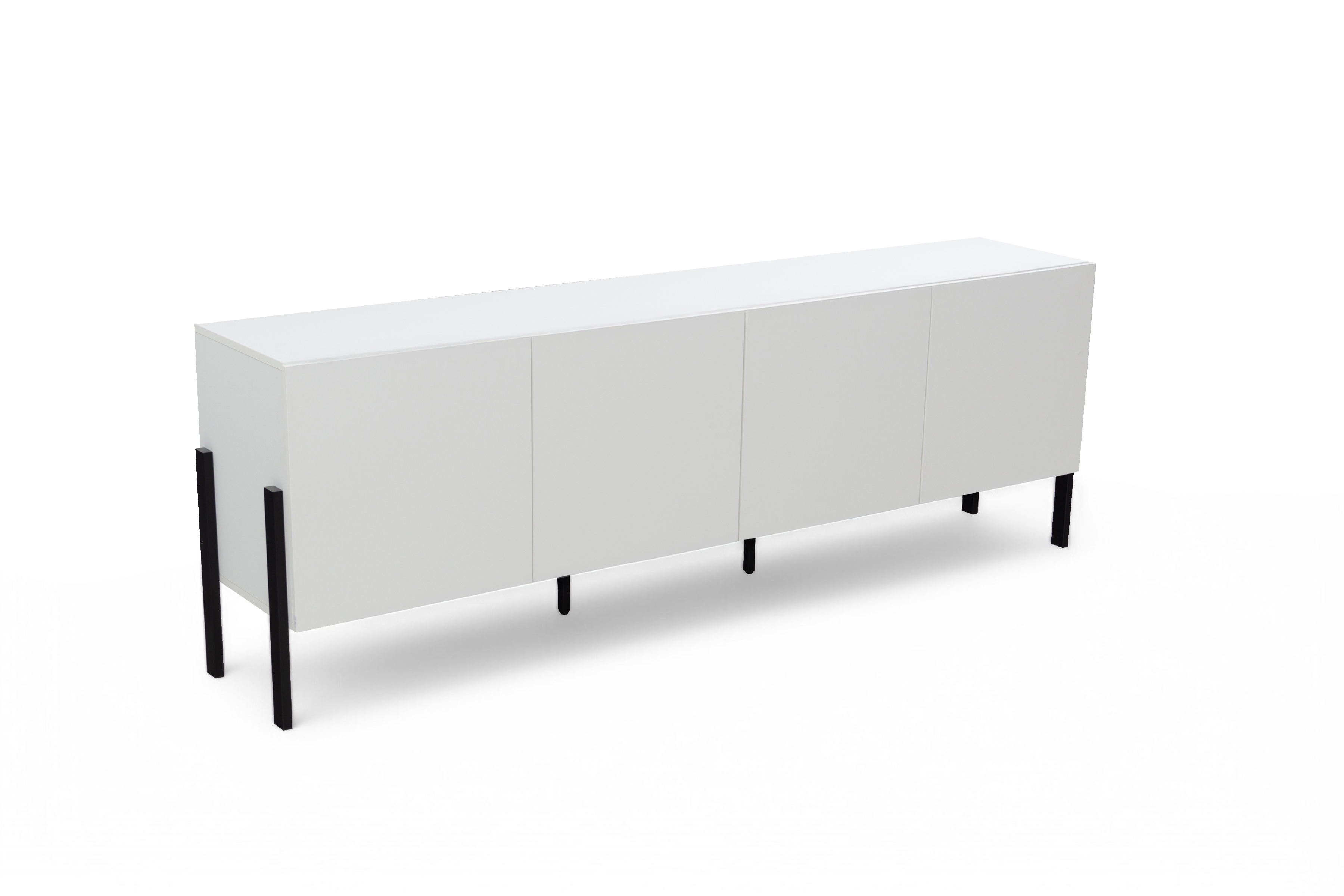 TV skrinka Jukon 204 cm - biely supermat / čierne nožičky TV skrinka Wezilo 204 cm - Biely supermat / čierny nožičky