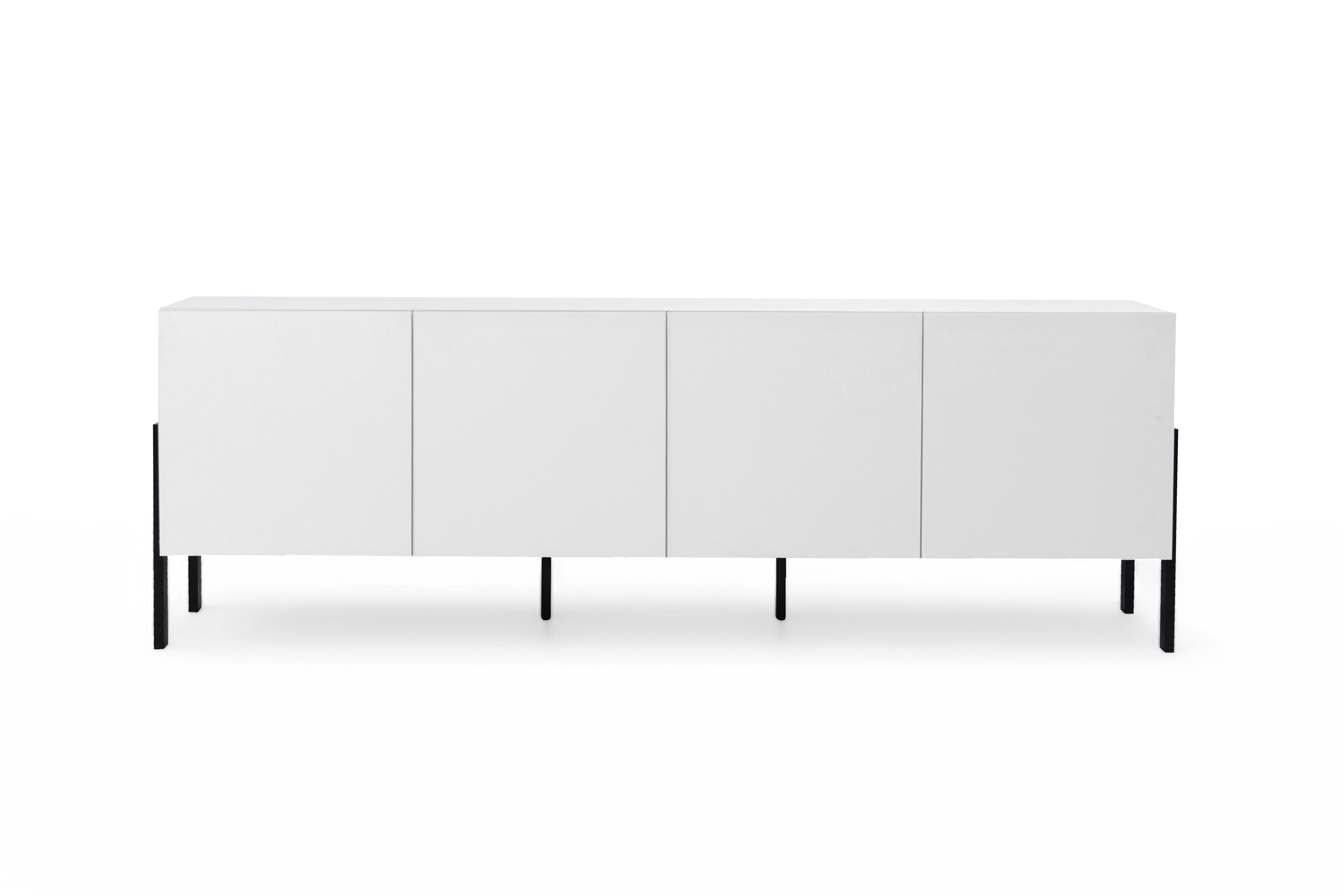 TV skrinka Jukon 204 cm - biely supermat / čierne nožičky TV skrinka Wezilo 204 cm - Biely supermat / čierny nožičky