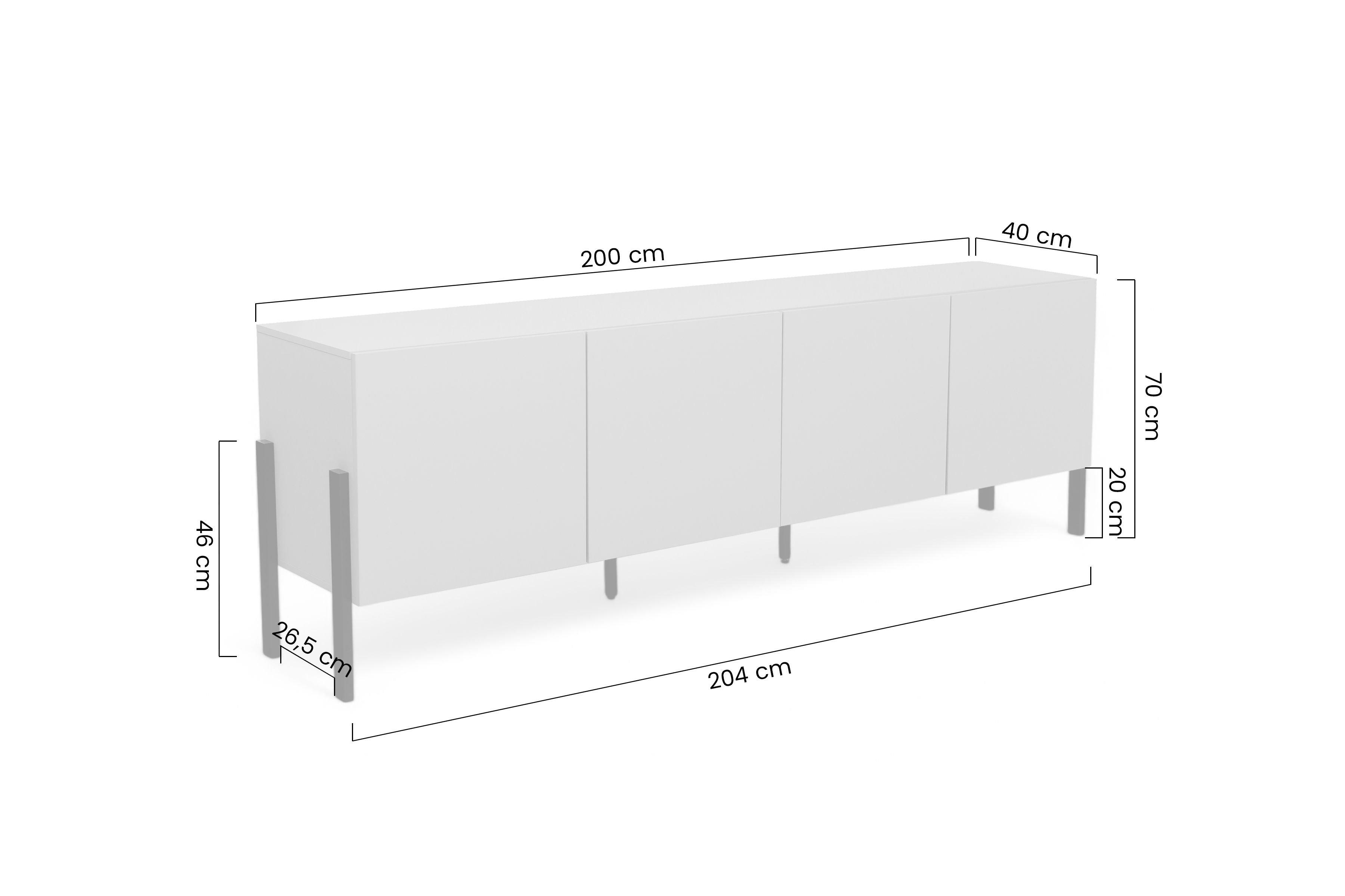 TV stolek Jukon 204 cm - kašmír / černé nožky skříňka RTV Wezilo 204 cm - kašmír / černé nožičky