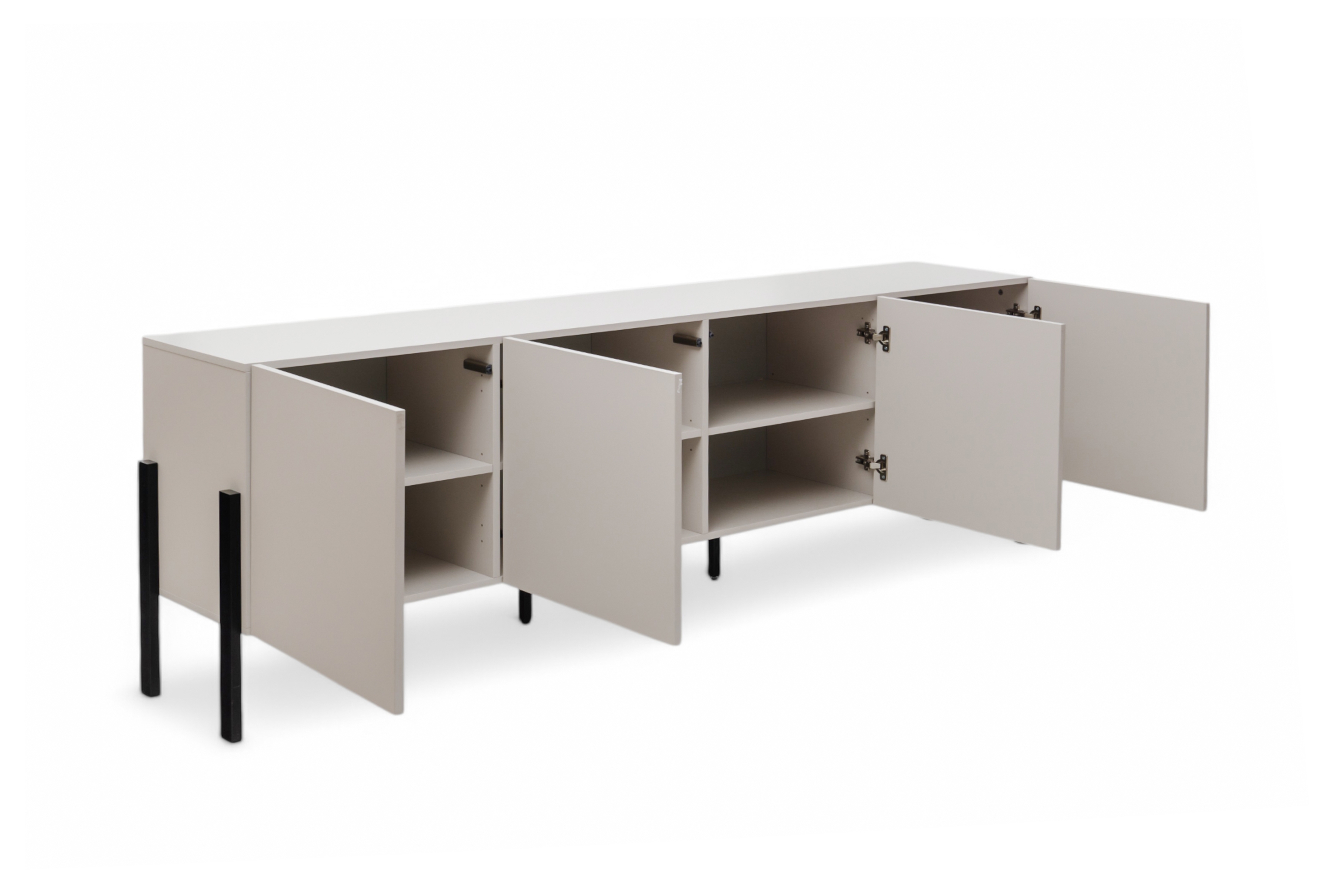 TV stolek Jukon 204 cm - kašmír / černé nožky skříňka RTV Wezilo 204 cm - kašmír / černé nožičky