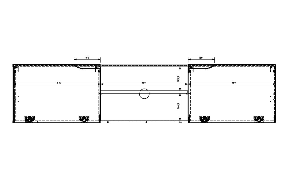 Závěsný TV stolek Loftia Mini 160 cm - dub artisan / černý mat Závěsná TV skříňka Loftia Mini