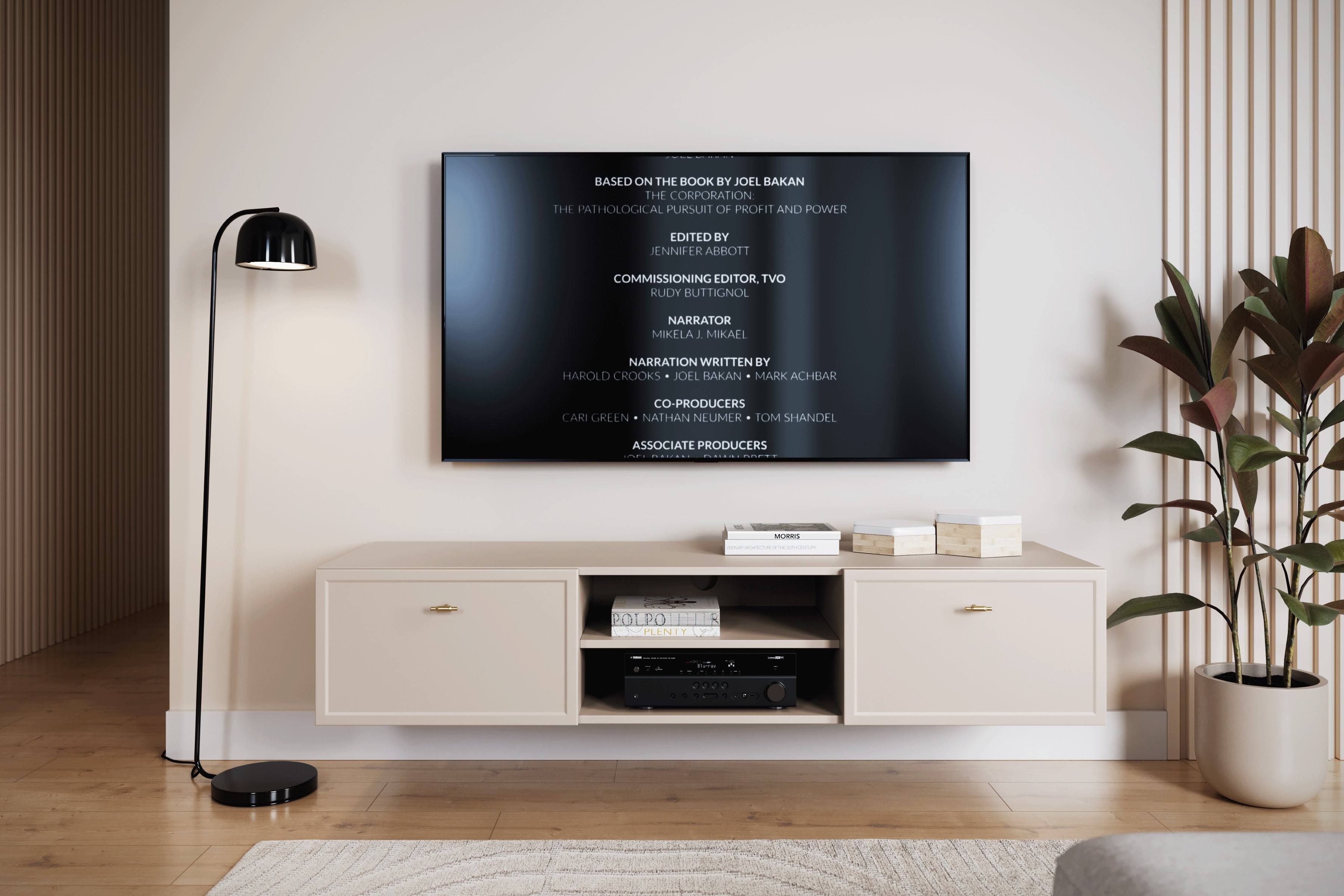 Závesný TV stolík Lorini 150 cm – kašmírová / zlaté úchytky T TV skrinka závesná Lorini 150 cm so zásuvkami - kašmír / zlote úchyty T-bar