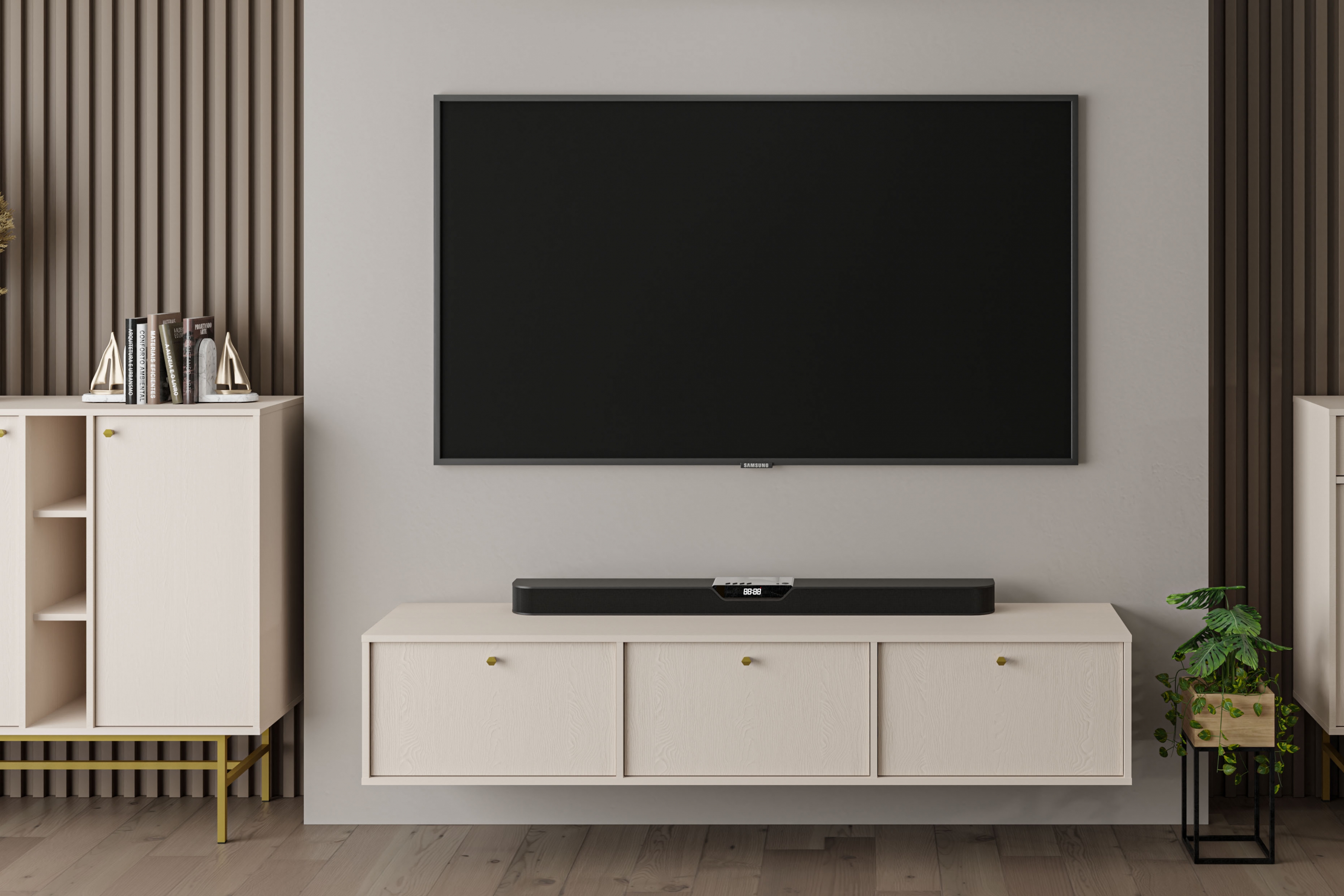 Závěsný TV stolek Lotina IV 180 cm 3K - pískově béžový Skříňka RTV závěsná Lotina IV 3K - 180 cm - béžová Pískový