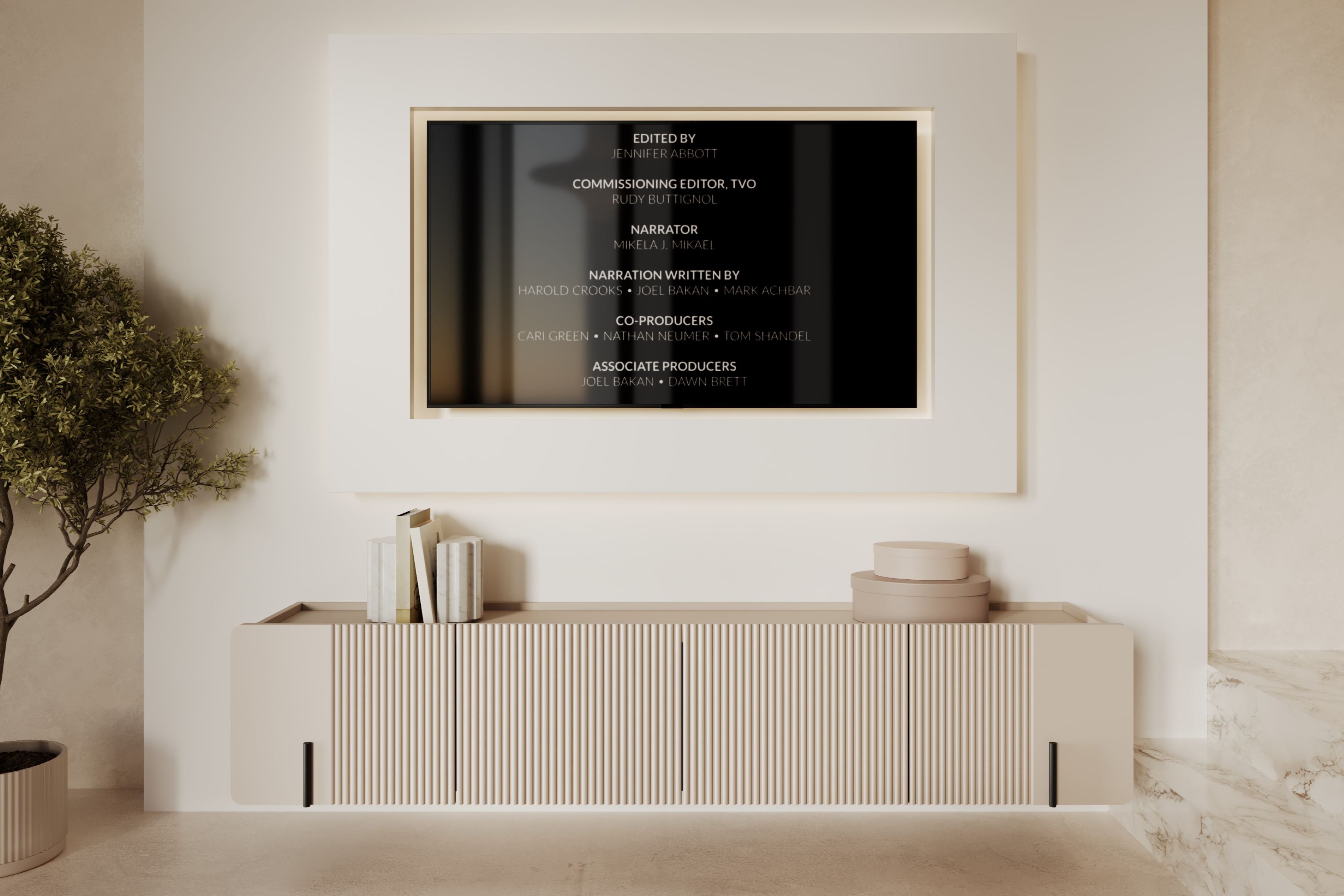 Závěsný TV stolek Malmi 200 cm - kašmírová / černá skříňka RTV závěsná Malmi 200 cm - kašmír / černá