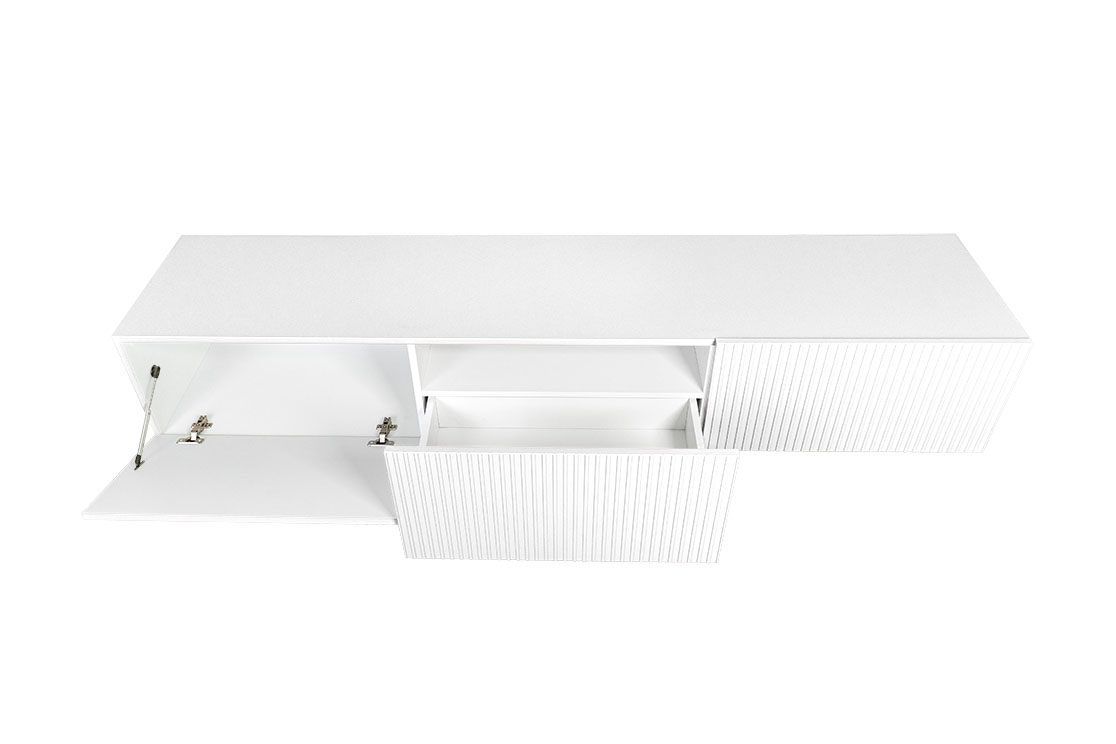 Závěsný TV stolek Nicole 200 cm se zásuvkou - bílý mat skříňka RTV závěsná Nicole 200 cm z szuflada - bílý mat