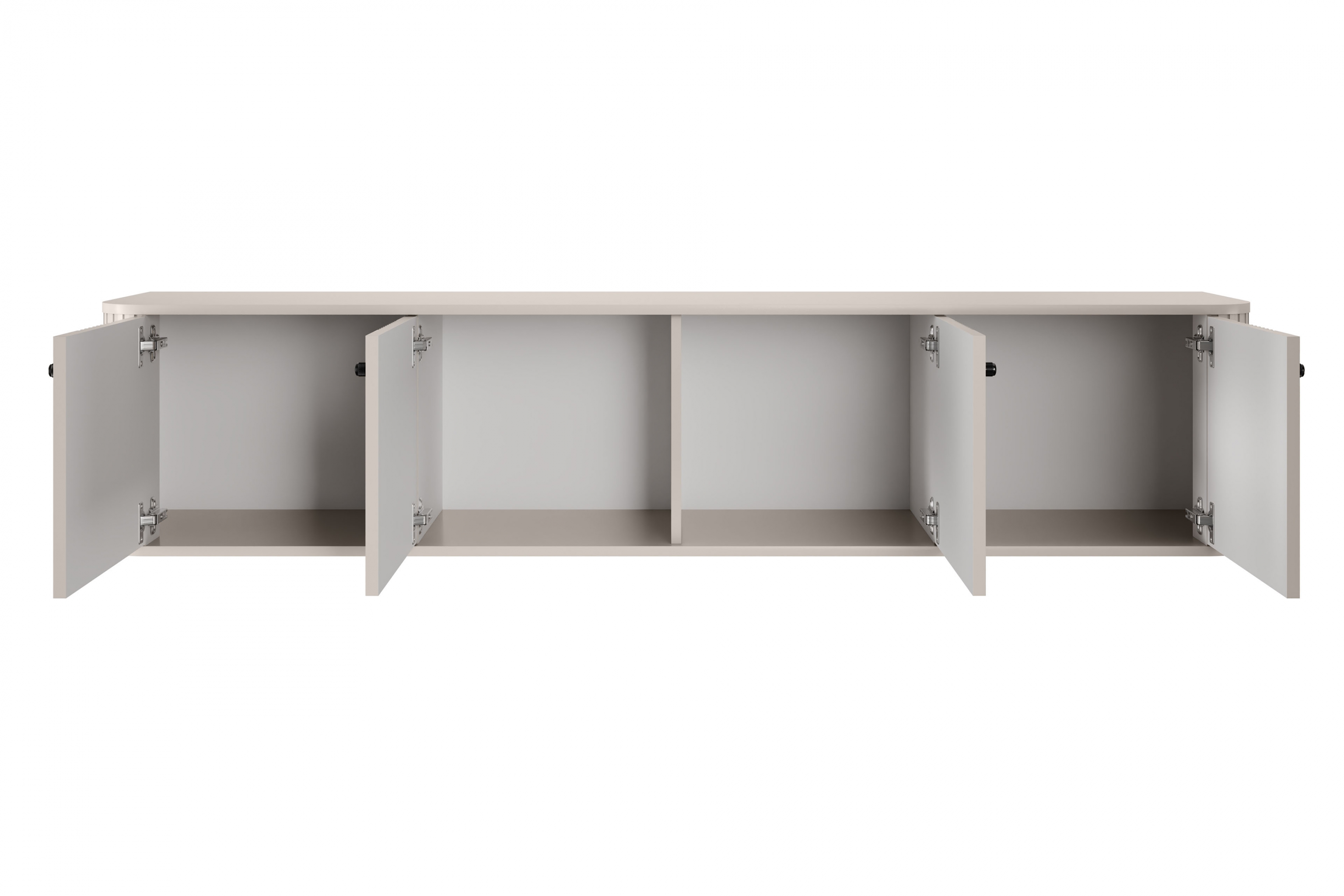 Závesný TV stolík Vespera 4D 187 cm - kašmírová / čierna TV skrinka závesná Vesper 4D 187 cm - kašmír / čierny úchyty