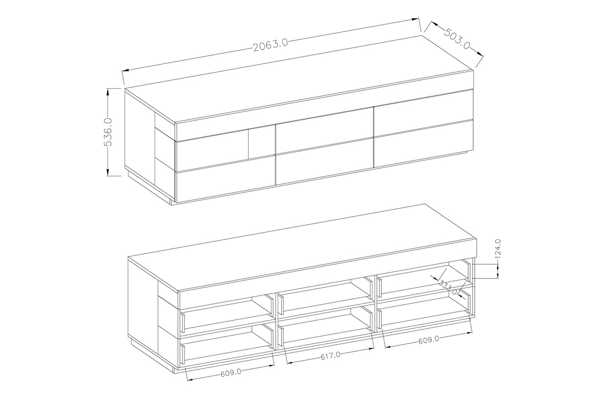 TV skrinka Silke 40 so šiestimi zásuvkami - matera / dub wotan TV skrinka z szescioma zásuvkami Silke 40 - matera / Dub wotan - Rozmery