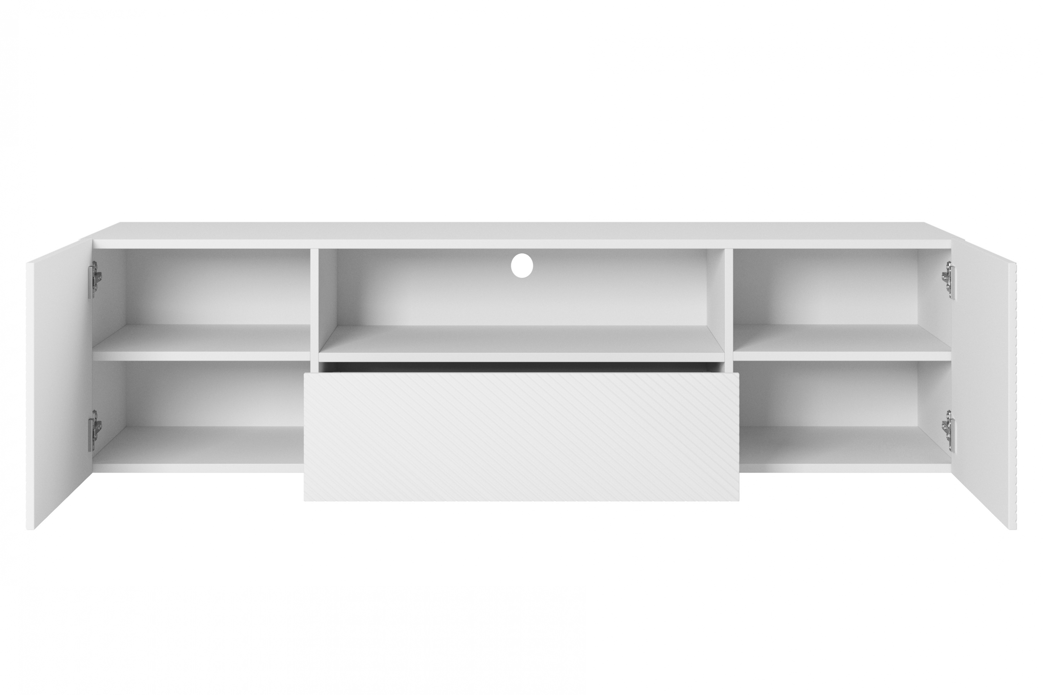 Závěsný TV stolek Asha 167 cm - bílý mat skříňka RTV z szuflada Asha 167 cm - bílý mat
