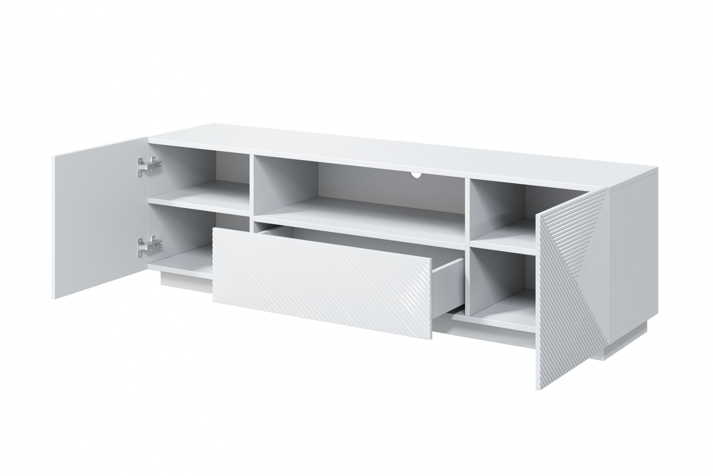 TV stolek Asha 167 cm - bílý lesk skříňka RTV z szuflada Asha 167 cm - bílý lesk