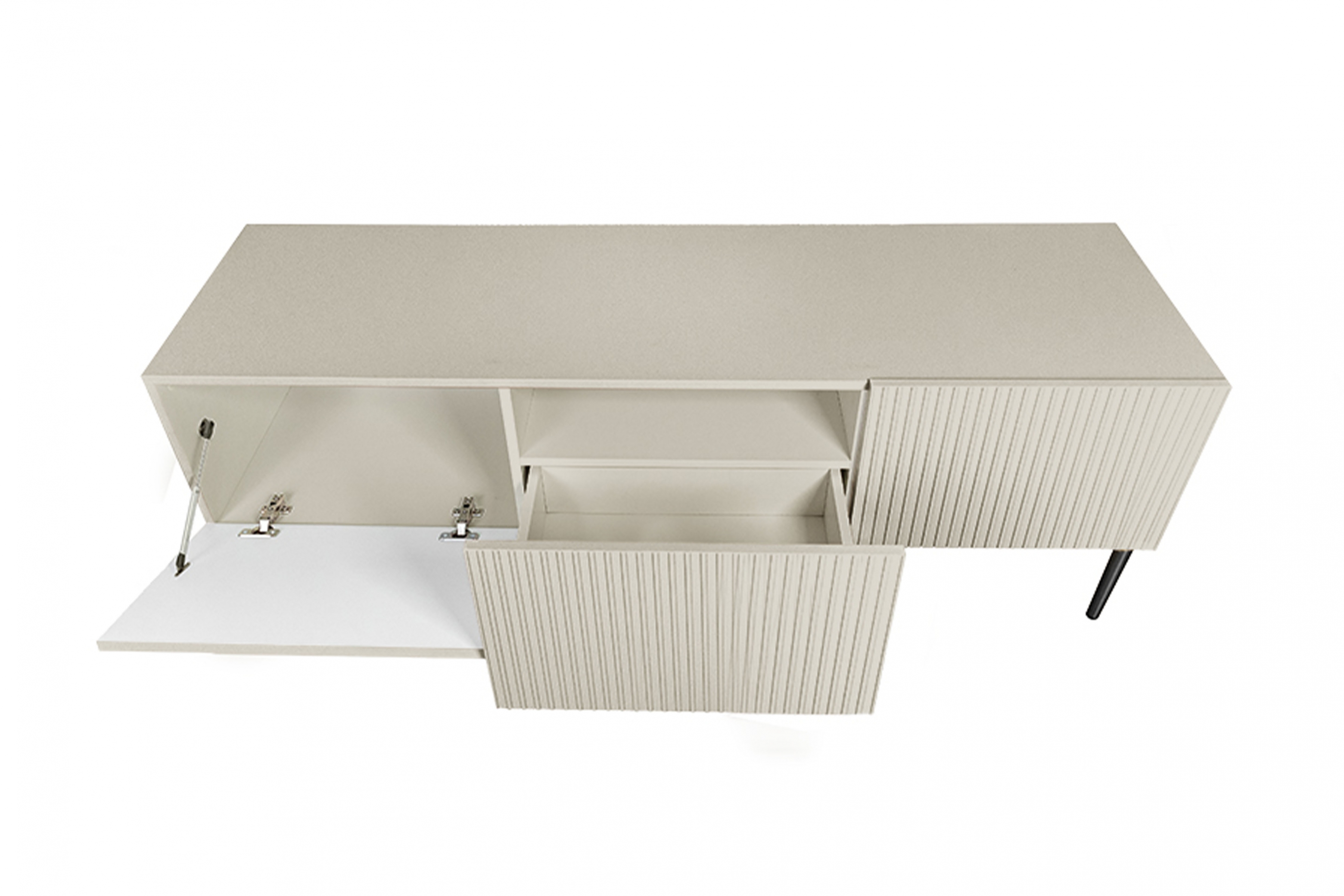 TV stolík Nicole 150 cm - kašmírová / čierne nožičky TV skrinka z szuflada Nicole 150 cm - kašmír / čierny nozki