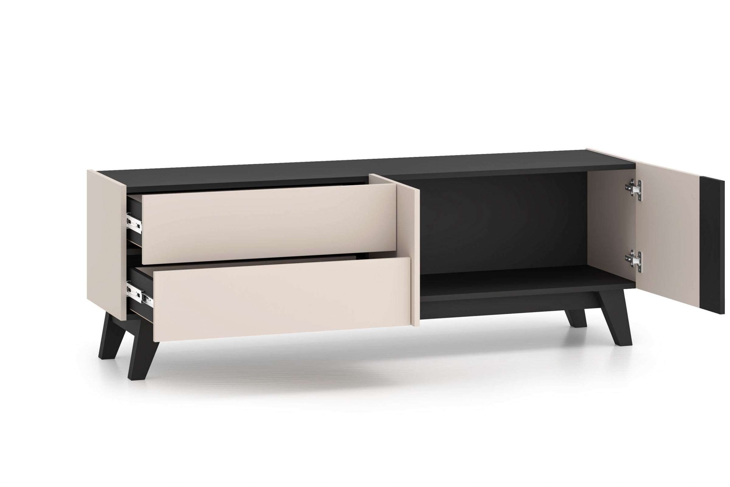 TV stolík Salio 160 cm so zásuvkami - kašmírová / čierna TV skrinka so zásuvkami Salio 160 cm - kašmír / Čierny