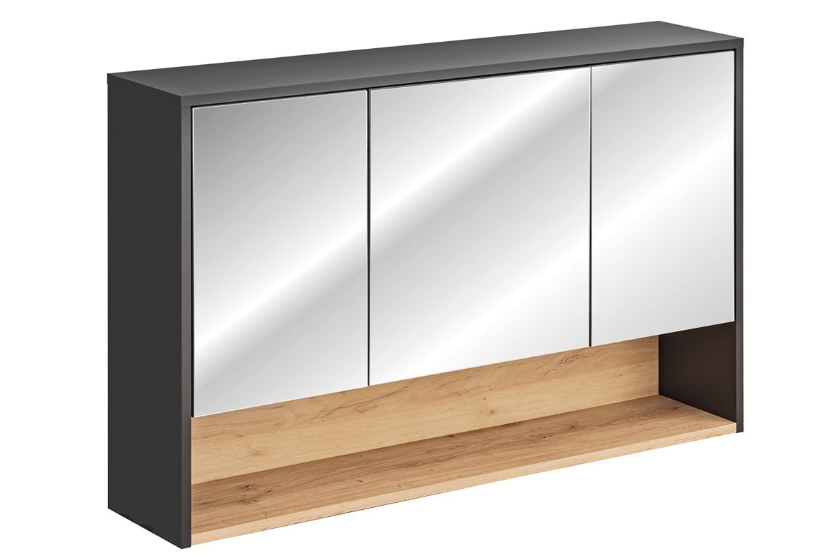 Zrkadlová skrinka Borneo 843 - šedý Cosmos / Dub Artisan - 120 cm Trojdverová zrkadlová skrinka Borneo 843 - šedý Cosmos / Dub Artisan - 120 cm
