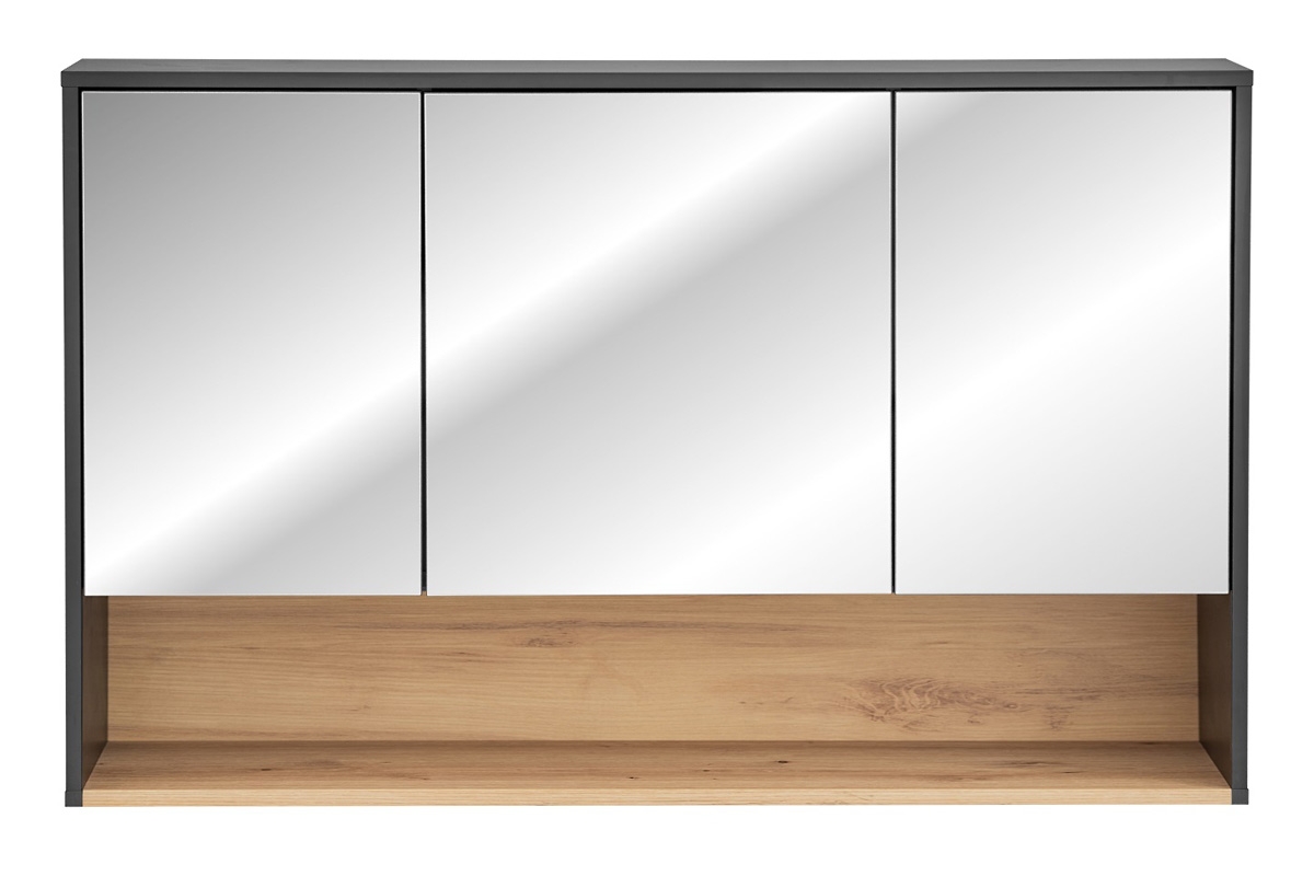 Zrkadlová skrinka Borneo 843 - šedý Cosmos / Dub Artisan - 120 cm Trojdverová zrkadlová skrinka Borneo 843 - šedý Cosmos / Dub Artisan - 120 cm