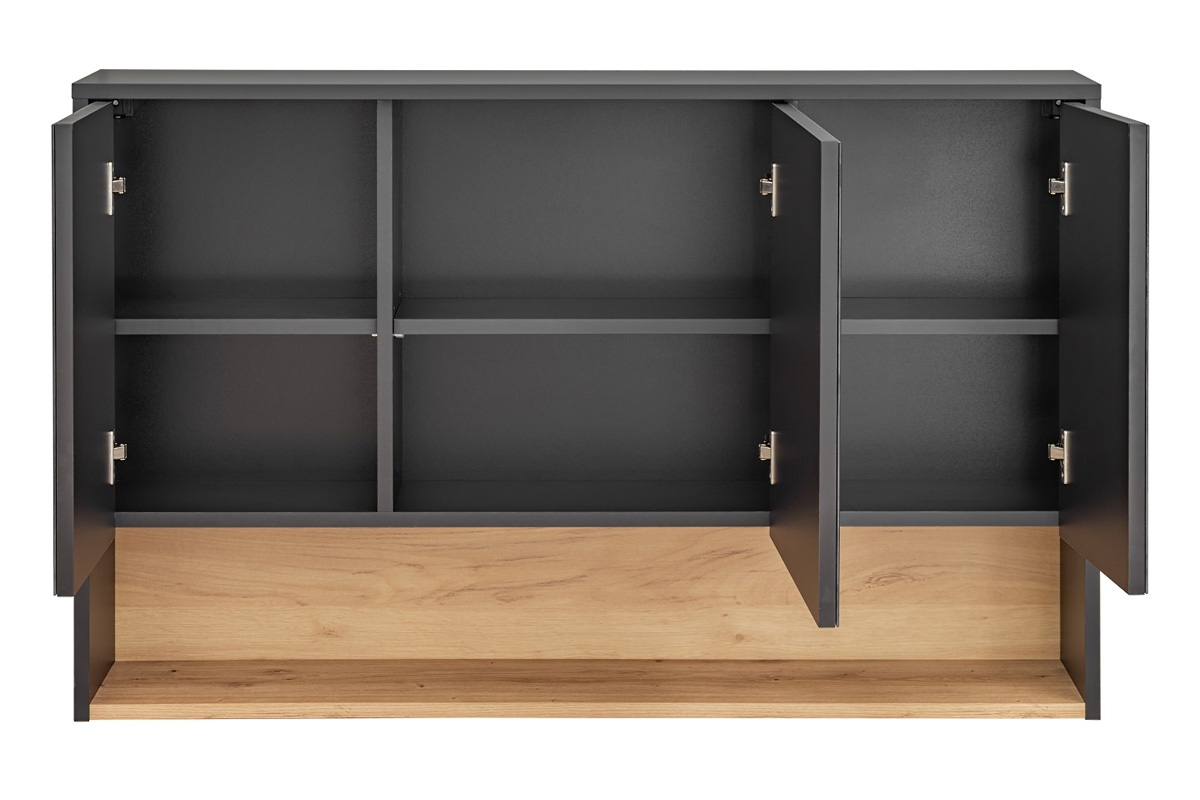 Zrkadlová skrinka Borneo 843 - šedý Cosmos / Dub Artisan - 120 cm vnútro skrinky