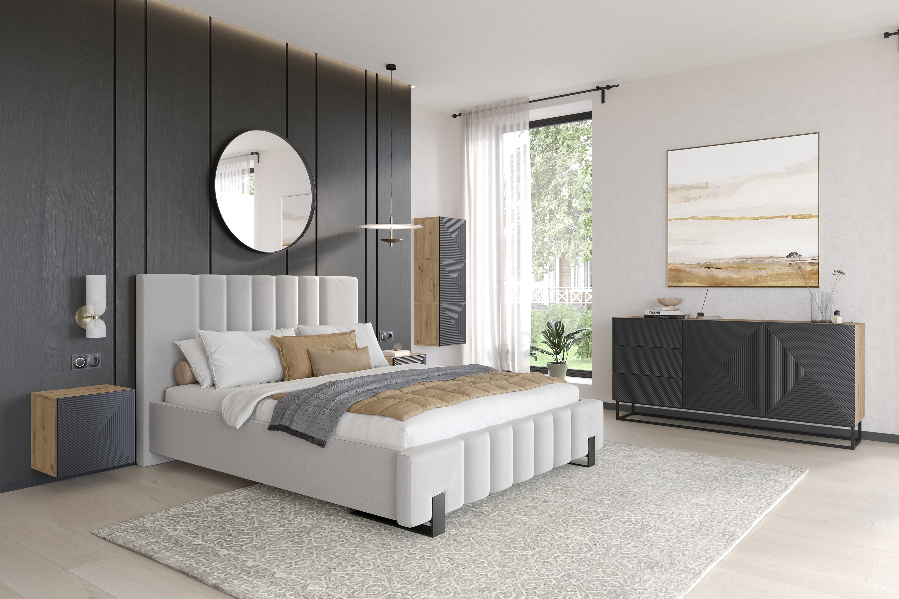 Závěsná skříňka Asha 40 cm - dub artisan / rivier stone mat Skříňka závěsná Asha 40 cm - artisan / rivier stone mat