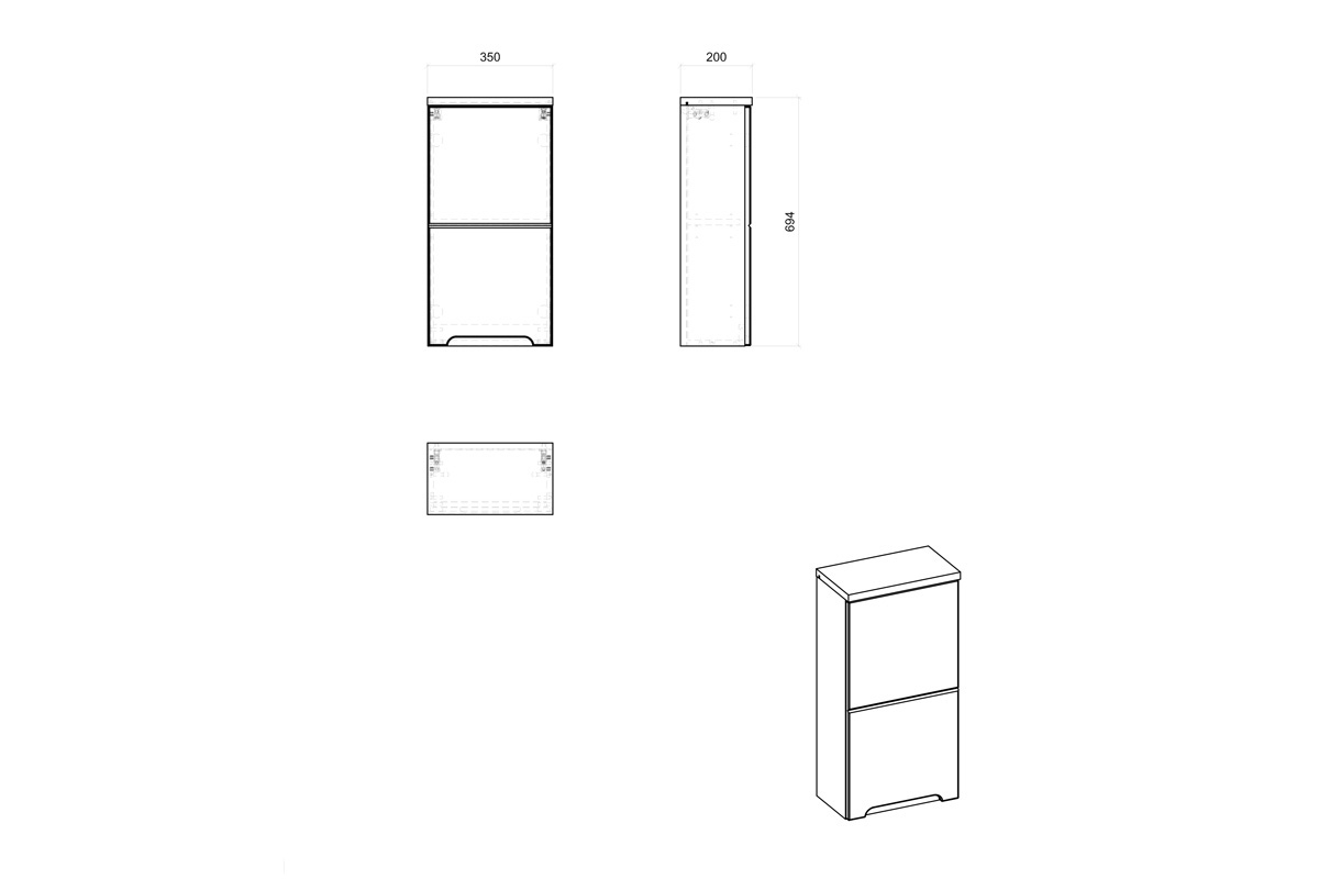 Horná skrinka do kúpeľne Bali White 830 - Dub wotan / biely lesk Horná skrinka do kúpeľne Bali White 830 - Dub wotan / biely lesk