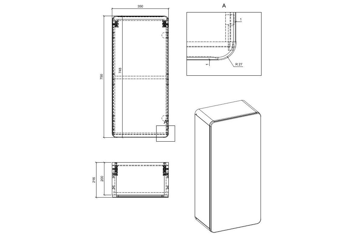 Horní koupelnová skříňka Aruba Cosmos 830 - dub artisan / černý mat Skříňka do lazienki comad 