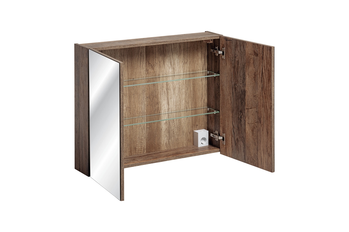 Závěsná zrcadlová skříňka Santa Fe Oak 80 cm - dub Santa Fe vintage Skříňka lazienkowa závěsná se zrcadlem 