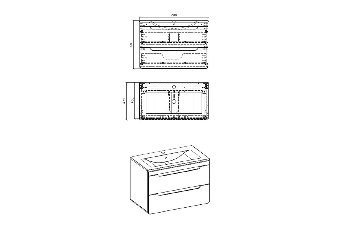 Skrinka drezová skrinka so zásuvkami Aruba Cosmos 821 - Dub Artisan / čierny mat Skrinka pod umývadlo so zásuvkami Aruba Cosmos 821 - Dub Artisan / čierny mat