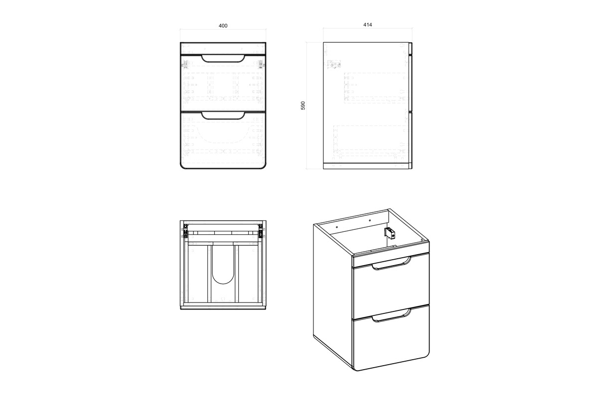 Závesná skrinka pod umývadlo 40 cm Aruba Cosmos 823 - Dub Artisan / čierny mat Skrinka do lazienki comad 