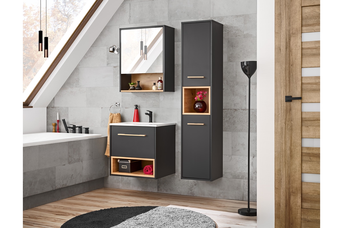 Závesná skrinka pod umývadlo Borneo 820 - šedý Cosmos / Dub Artisan - 60 cm kolekcia Borneo
