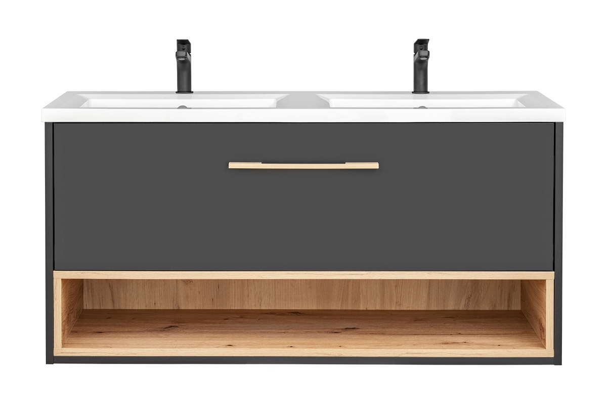 Závesná skrinka pod umývadlo Borneo 854 - šedý Cosmos / Dub Artisan - 120 cm Skrinka s umývadlom 120 cm 