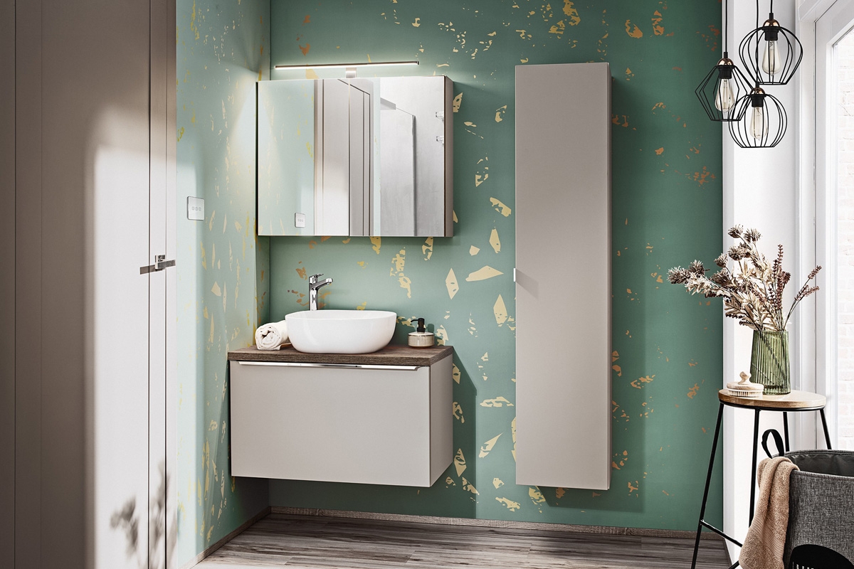 Závesná skrinka pod umývadlo Santa Fe Taupe 80 cm - kremíková šedá Nábytok bogart kolekcia santa fe taupe 