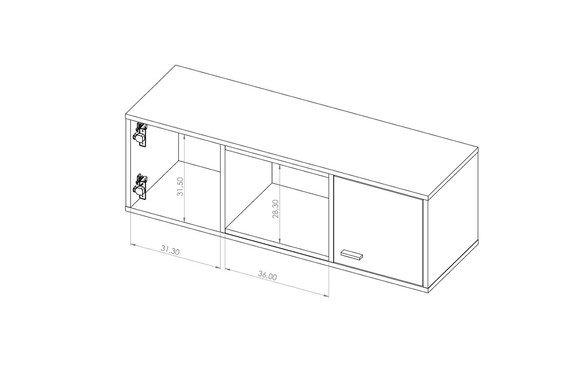 Horizontální závěsná skříňka Maleza - bílý / dub artisan Skříňka do obývacího pokoje