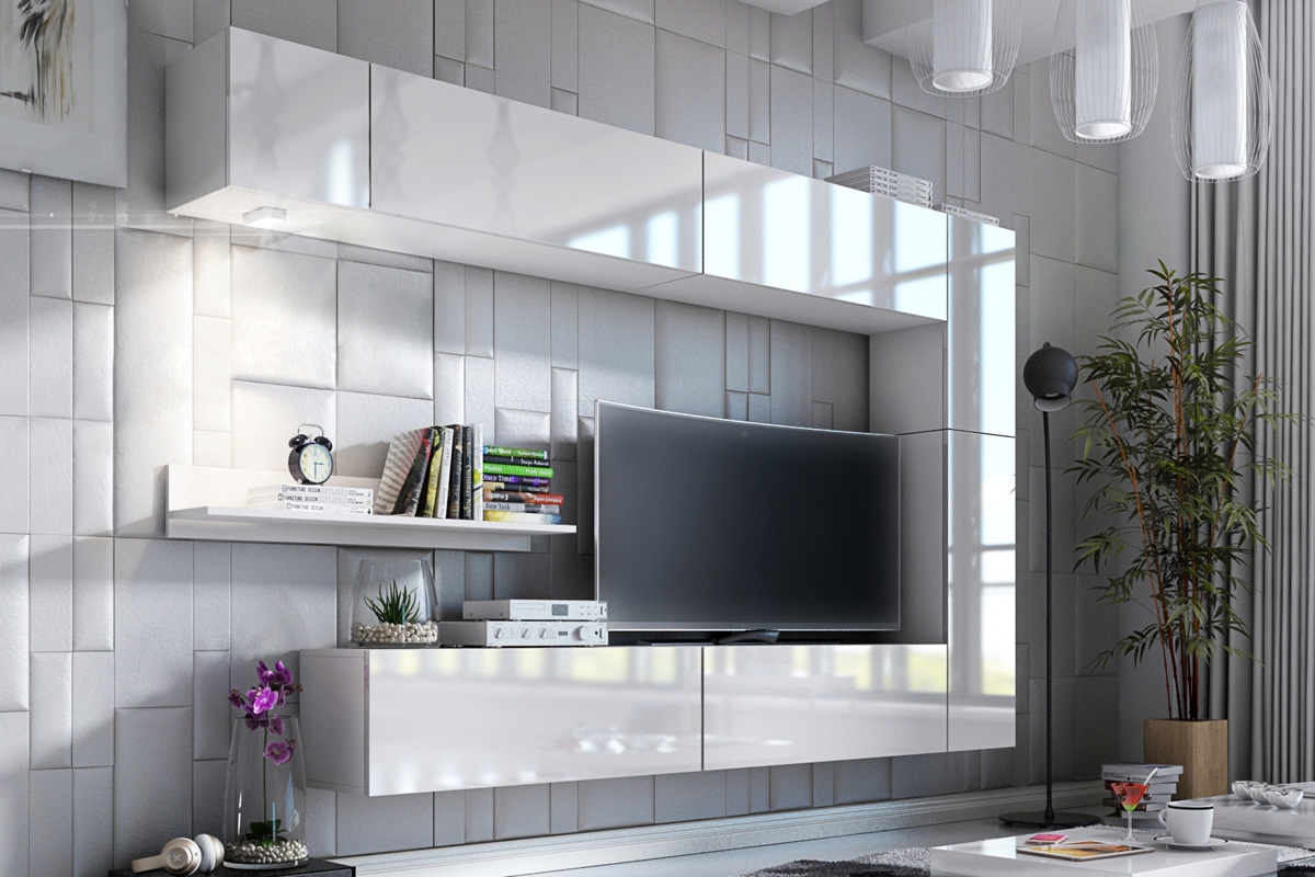 Závesná skrinka Combo 1 - Biela/MDF biely lesk Nábytok salonowe 