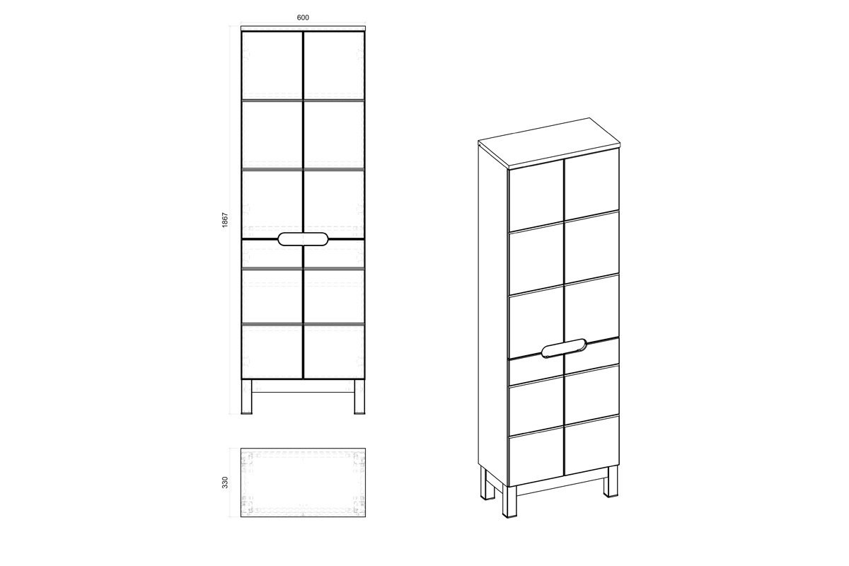 Skrinka vysoká do kúpeľne Bali White New 805 - Dub wotan / biely lesk Skrinka vysoká do kúpeľne Bali White New 805 - Dub wotan / biely lesk